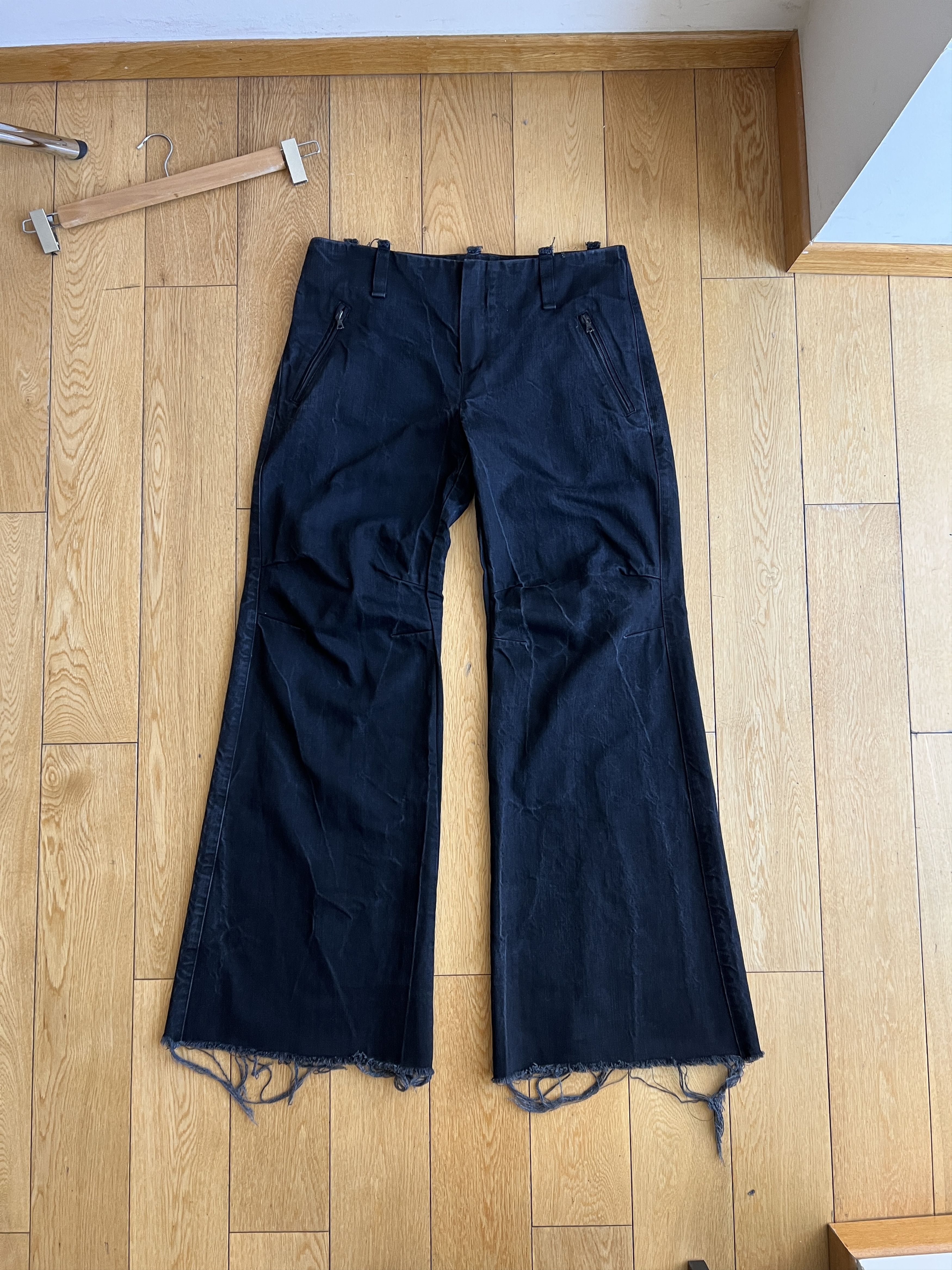 image of Individual Designer Washed Flared Biker Pants in Black, Men's (Size 31)