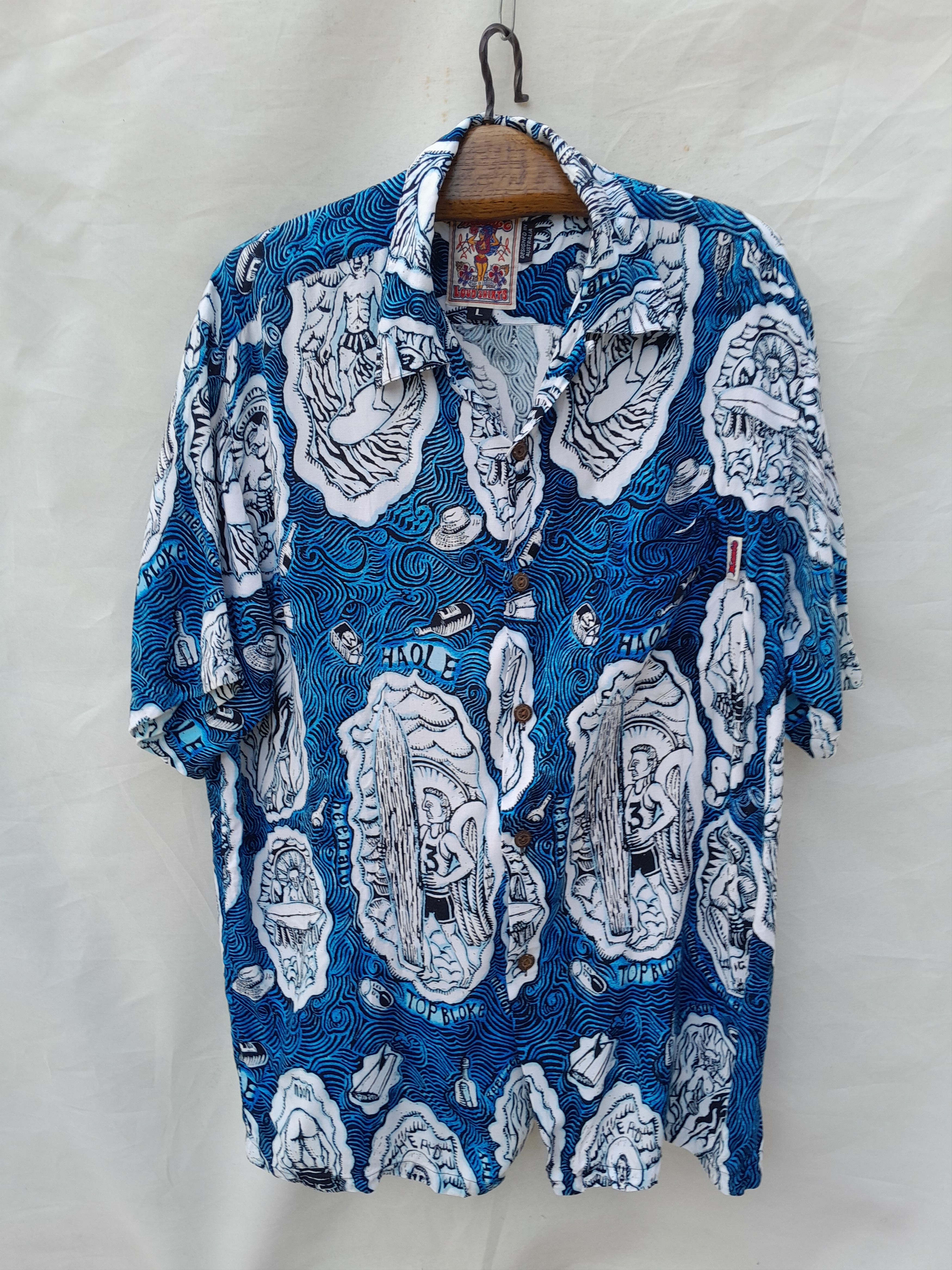Mambo Vintage Mambo Loud Shirt Mens XL Blue Top Bloke Retro Size US XL / EU 56 / 4 - 1 Thumbnail