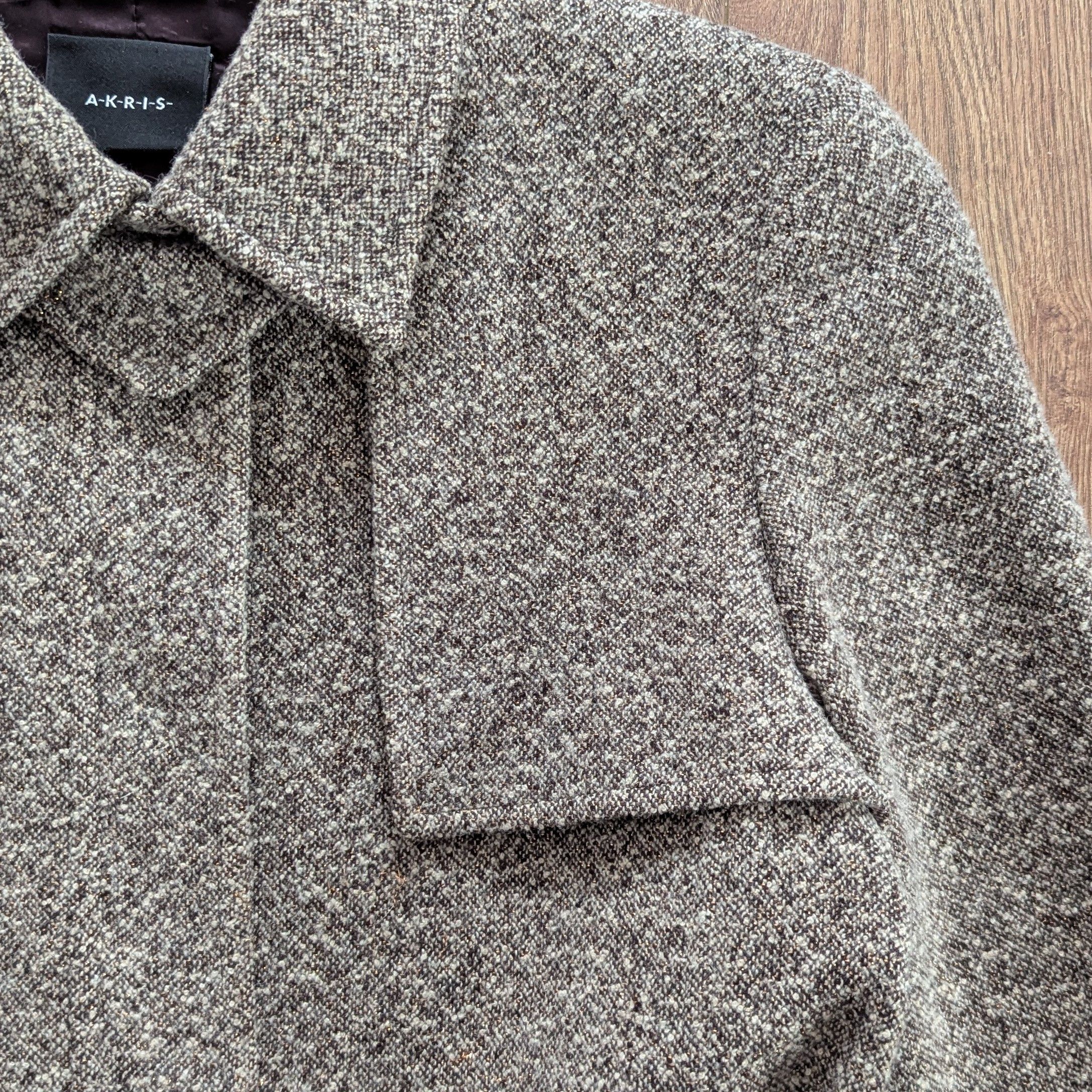 Akris AKRIS Wool Tweed Pattern Long Coat Gray Luxury Brand Size M / US 6-8 / IT 42-44 - 20 Thumbnail
