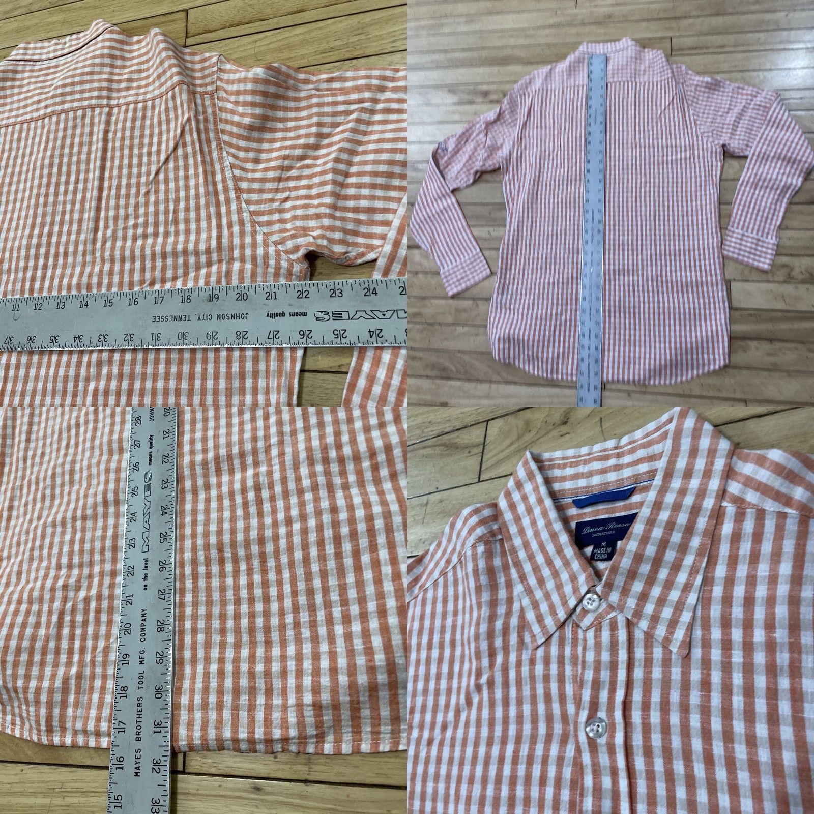 Vintage LINEA ROSSA Signature Long Sleeve Linen Shirt Men M BrightOrange Plaid Assaraf Size US M / EU 48-50 / 2 - 8 Thumbnail