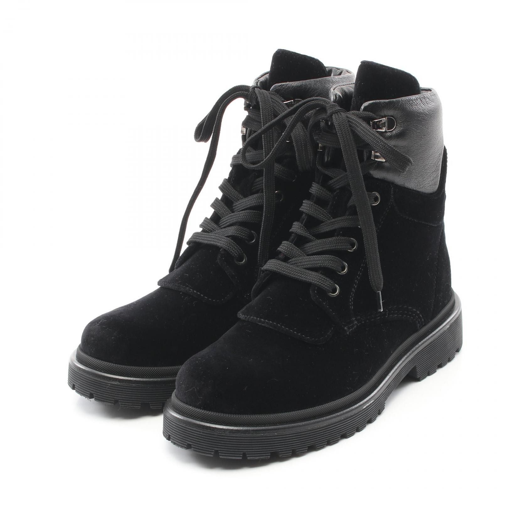 Moncler Moncler Patty Scarpa Suede Leather Boots Suede Shoes in Black, Women's