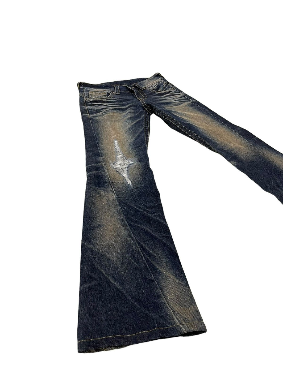 Japanese Brand Flare Jeans Tornado Mart Faded Distress Boot Cut 8🟦8 Size US 29 - 1 Thumbnail