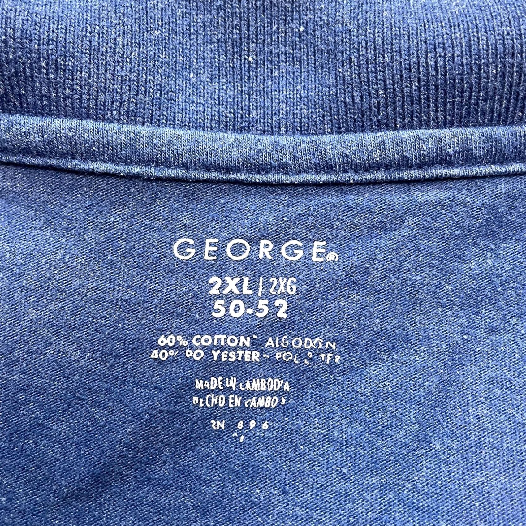 George George Polo Shirt Mens 2XL Blue Check Short Sleeve Cotton Knit Golf Rugby Polo Shirt Mens XXL 50-52 Casual Travel Shirts Polo shirt Mens Big & Tall Size US XXL / EU 58 / 5 - 2 Thumbnail