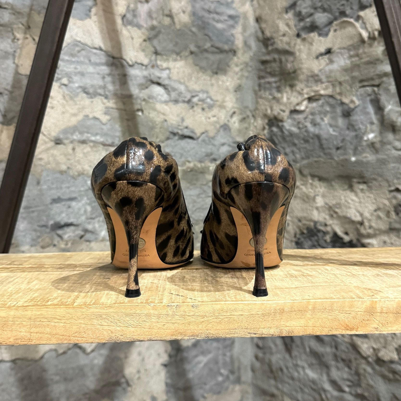 Dolce & Gabbana Dolce & Gabbana Leopard Patent Elastic Bow Pumps Size US 7.5 / IT 37.5 - 6 Thumbnail