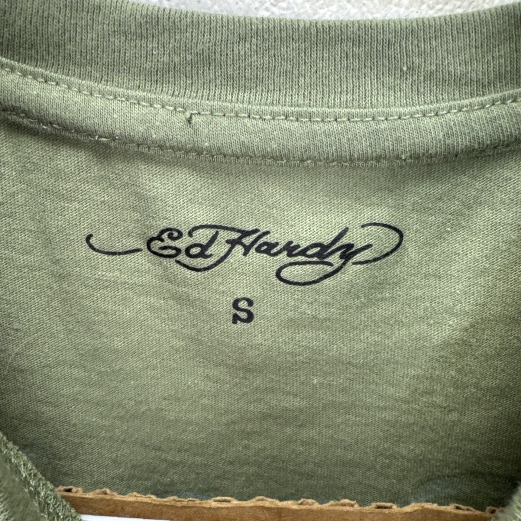Ed Hardy VINTAGE Ed Hardy Eagle Tattoo Graphic Y2K Army Green Don Ed Hardy Women’s Small T-Shirt Cropped Short Sleeve Slim Fit Crew Neck Size S / US 4 / IT 40 - 3 Thumbnail
