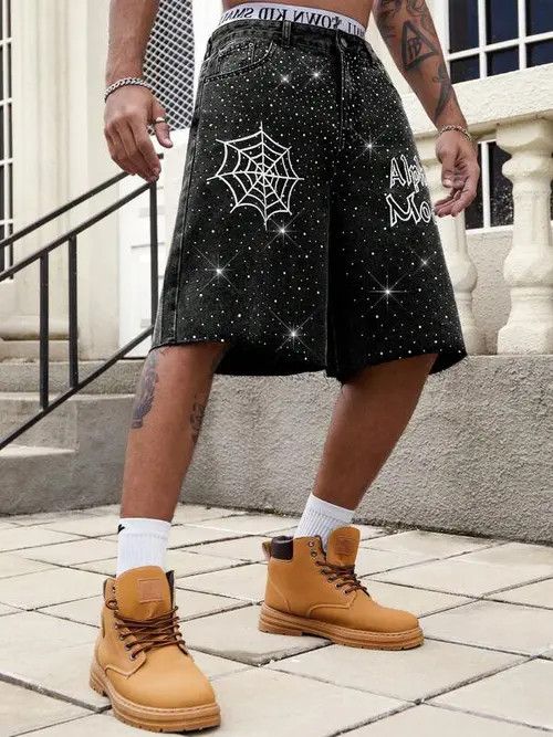 Japanese Brand × Vintage DRIP jeans jorts Y2K Rhinestone shorts Size US 34 / EU 50 - 2 Thumbnail