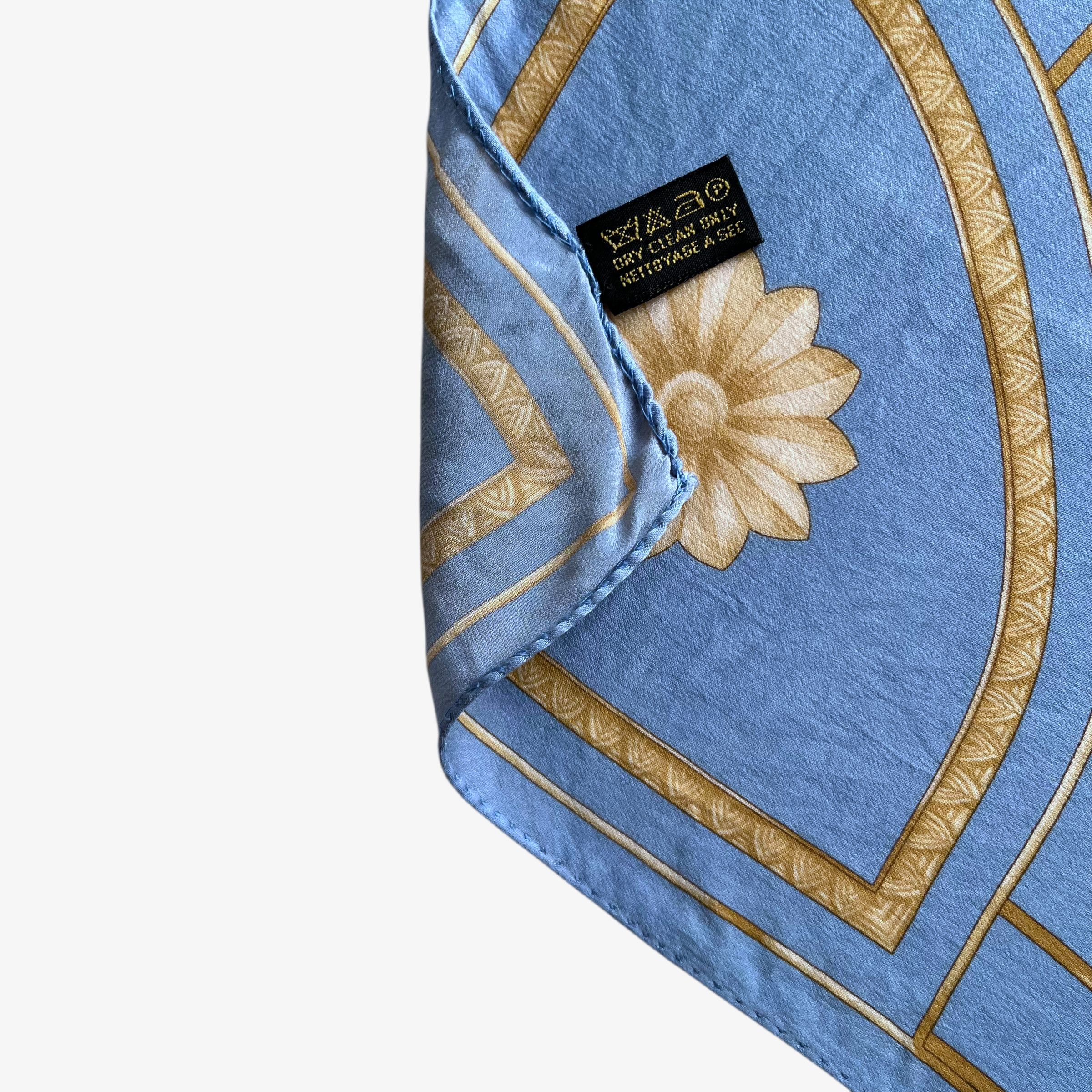 Lanvin Vintage 80s Lanvin Paris Art Deco Cat Print Blue Silk Scarf Size ONE SIZE - 3 Thumbnail
