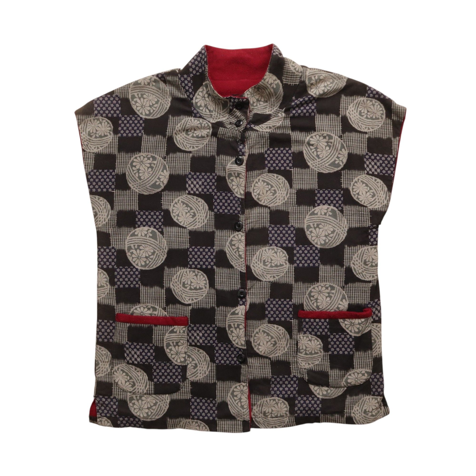 Japanese Brand 1990s Renge Japanese Script Patchwork Vest Size US L / EU 52-54 / 3 - 1 Thumbnail