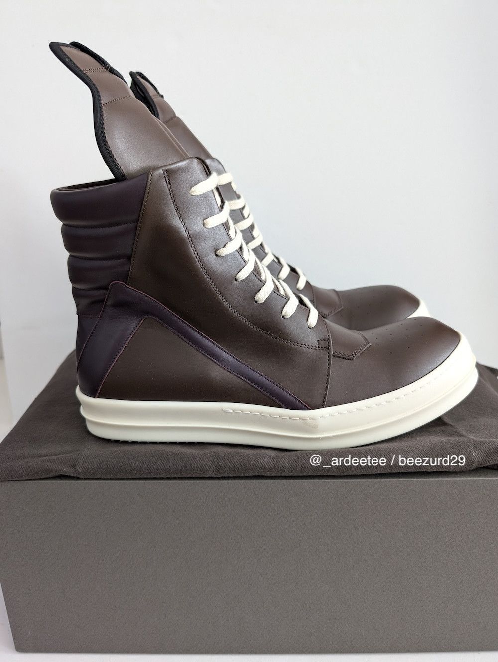 Rick Owens 💥UNRELEASED 1/1 SAMPLE GEOBASKETS BROWN/AMETHYST PURPLE Size US 11 / EU 44 - 3 Thumbnail