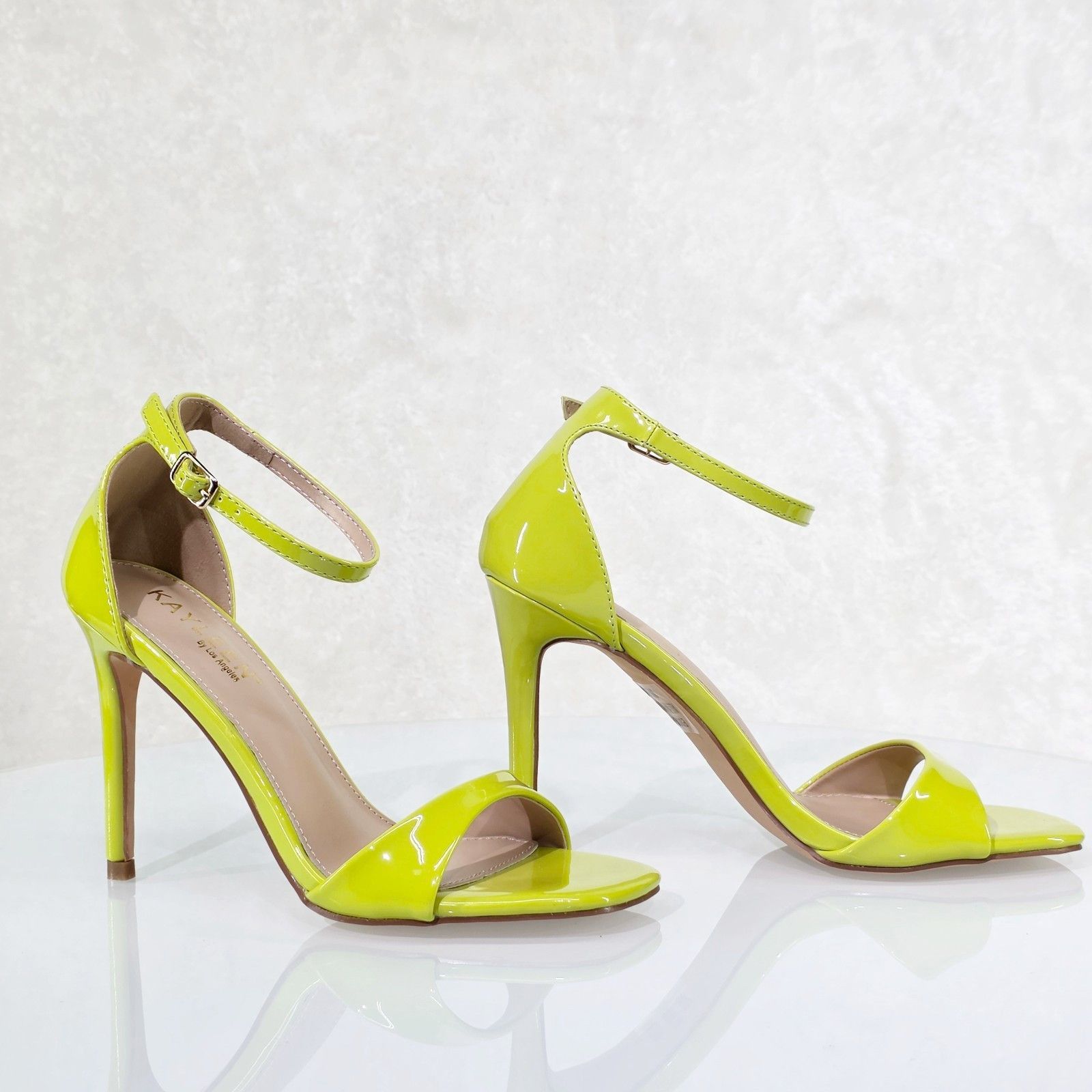 Other Kory Lime Green Patent Stiletto High Heels Ankle Strap Open Size US 5.5 / IT 35.5 - 1 Thumbnail