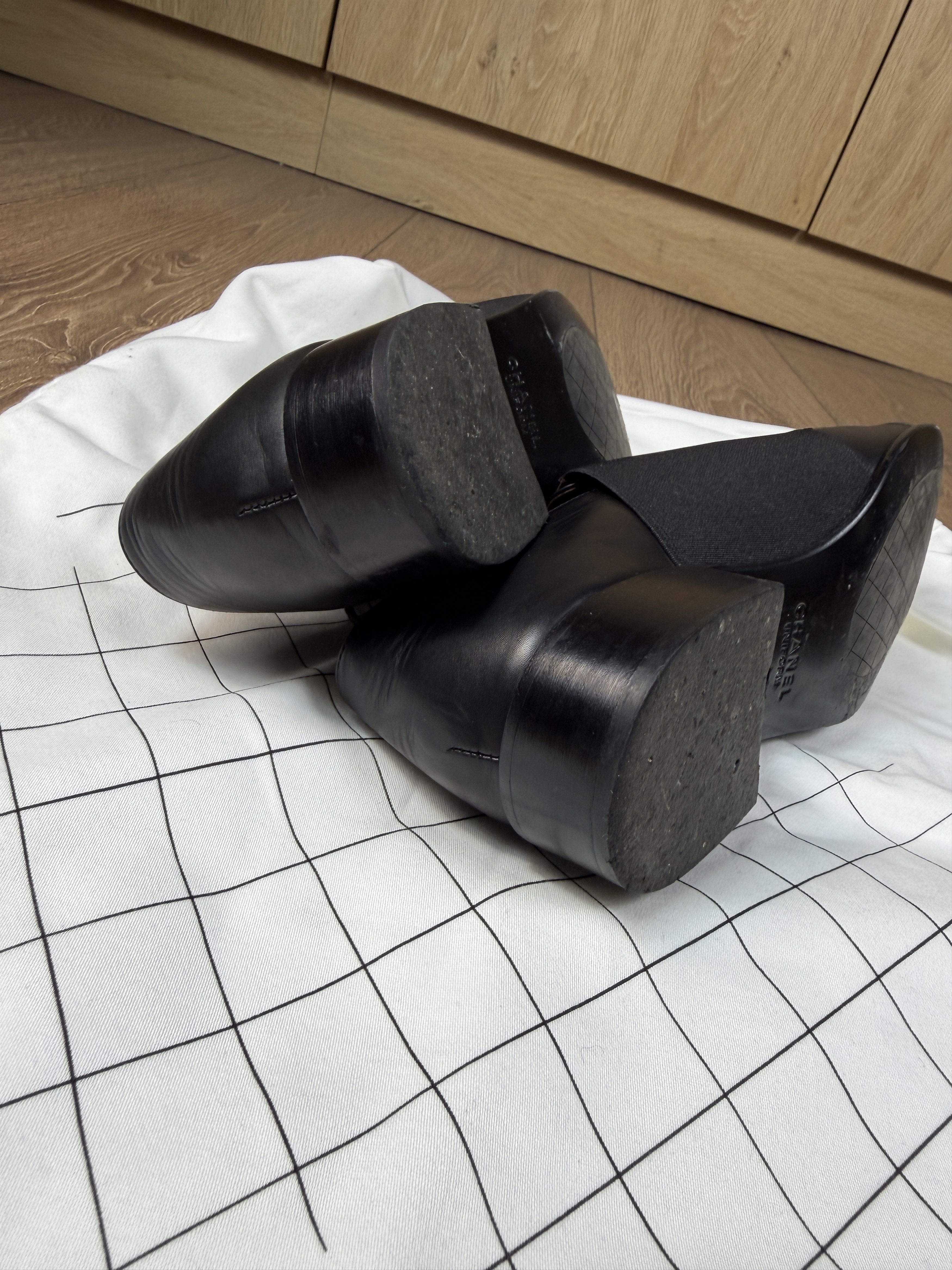 Chanel Chanel black cc leather and canvas lace up flat shoes zx 38c Size US 8 / IT 38 - 5 Thumbnail