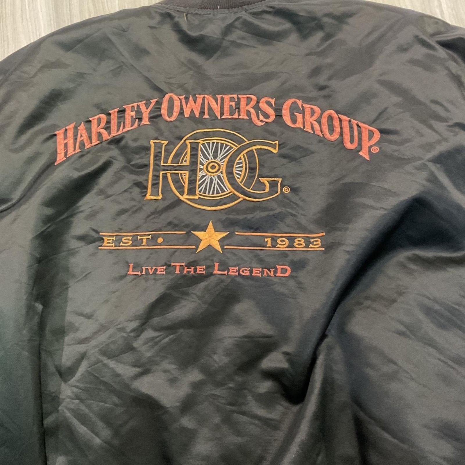 Harley Davidson Harley Davidson Motorcycles Satin HOG Vintage Bomber Jacket Size US XL / EU 56 / 4 - 2 Thumbnail