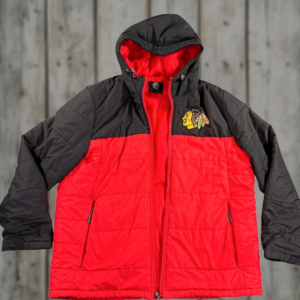 G-III GIII Sports Chicago Blackhawks Puffer Jacket Mens XL Red Black Quilted Polyester Size US XL / EU 56 / 4 - 1 Thumbnail