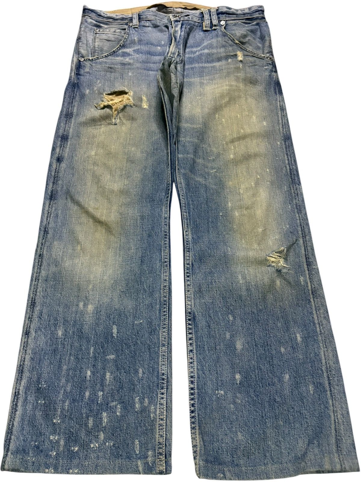 Levi's Vintage Y2k Levis 514 Mud Wash Distress Loose Baggy Jeans Size US 35 - 1 Thumbnail