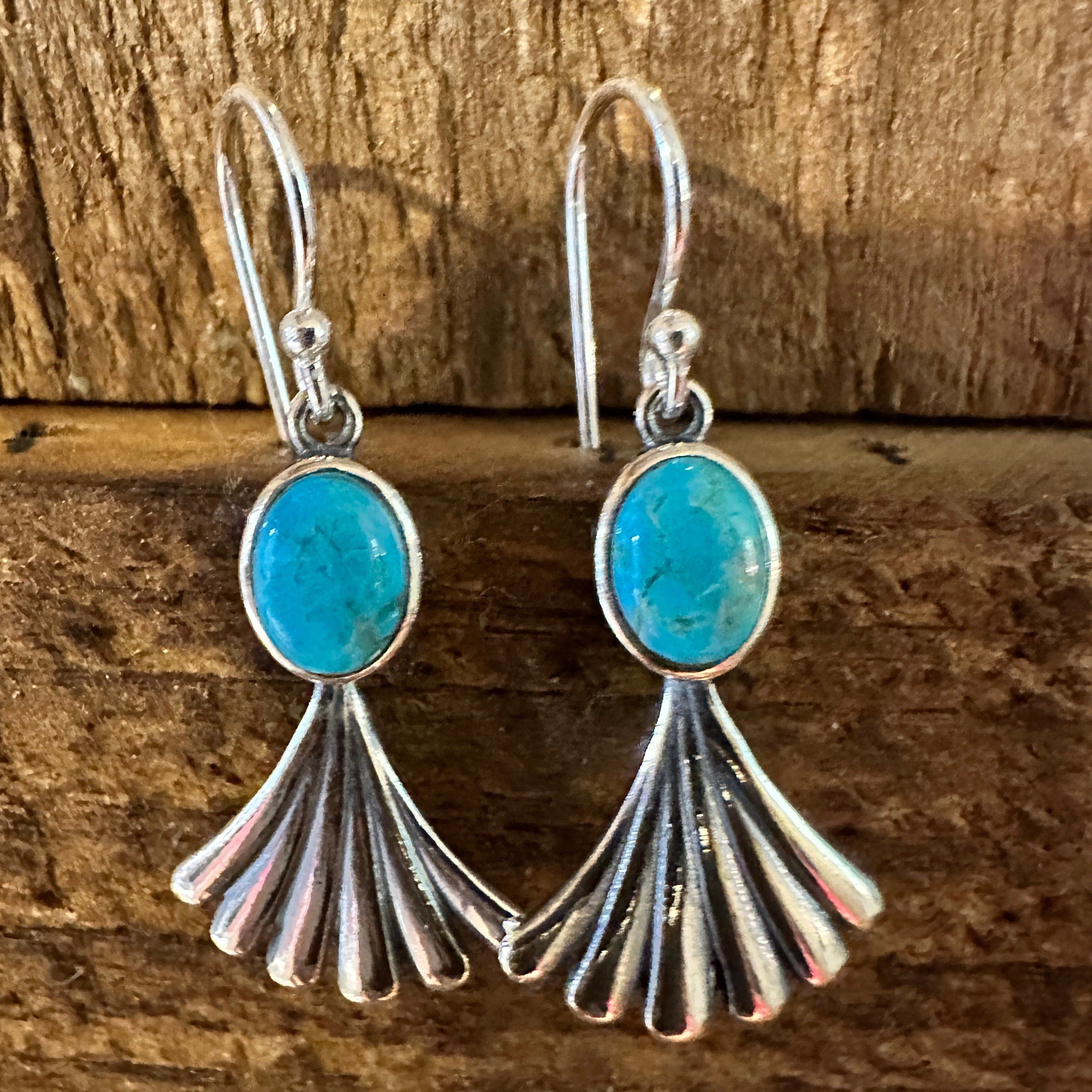 Other Navajo Prayer Turquoise Dangle Earrings in Sterling Silver, Size ONE SIZE - 2 Thumbnail