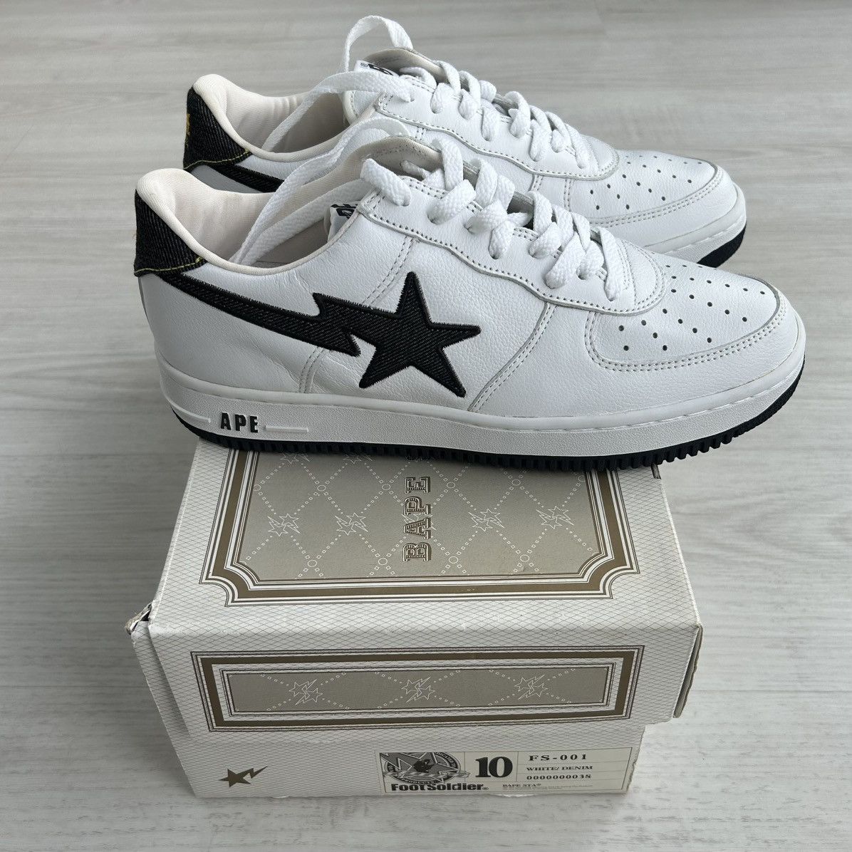 Bape VERY RARE OG 2001 A BATHING APE WHITE DENIM BAPESTA Size US 10 / EU 43 - 3 Thumbnail