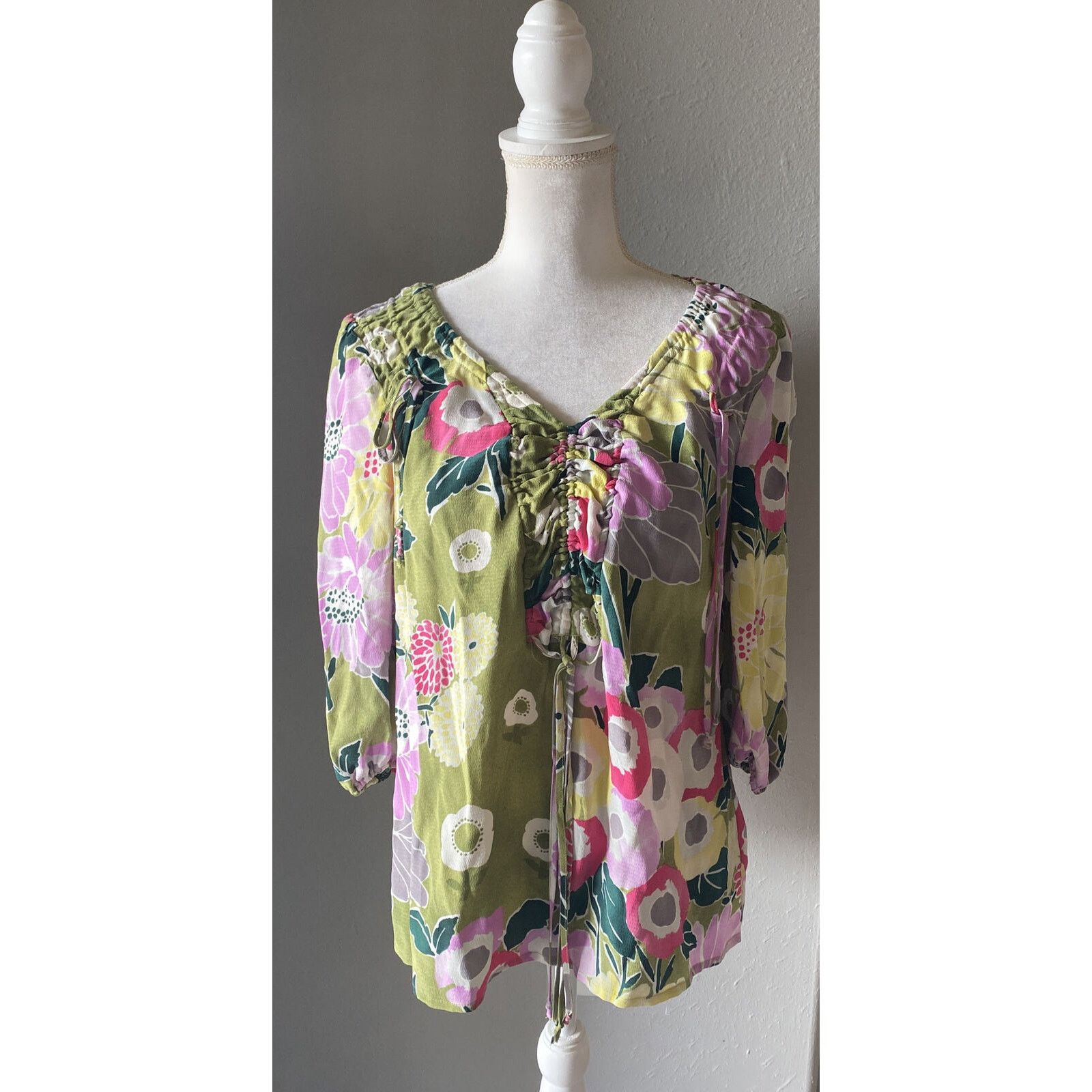 Anthropologie Leifsdottir Anthropologie Floral Patchwork Silk Blouse 6 Size M / US 6-8 / IT 42-44 - 2 Thumbnail
