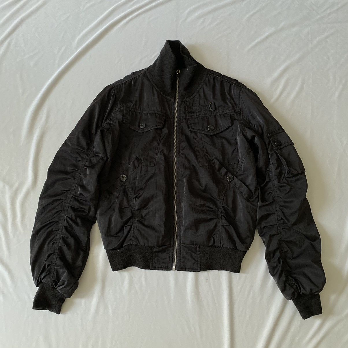 image of Diesel Crop Bomber Jacket in Black, Women's (Size XS)