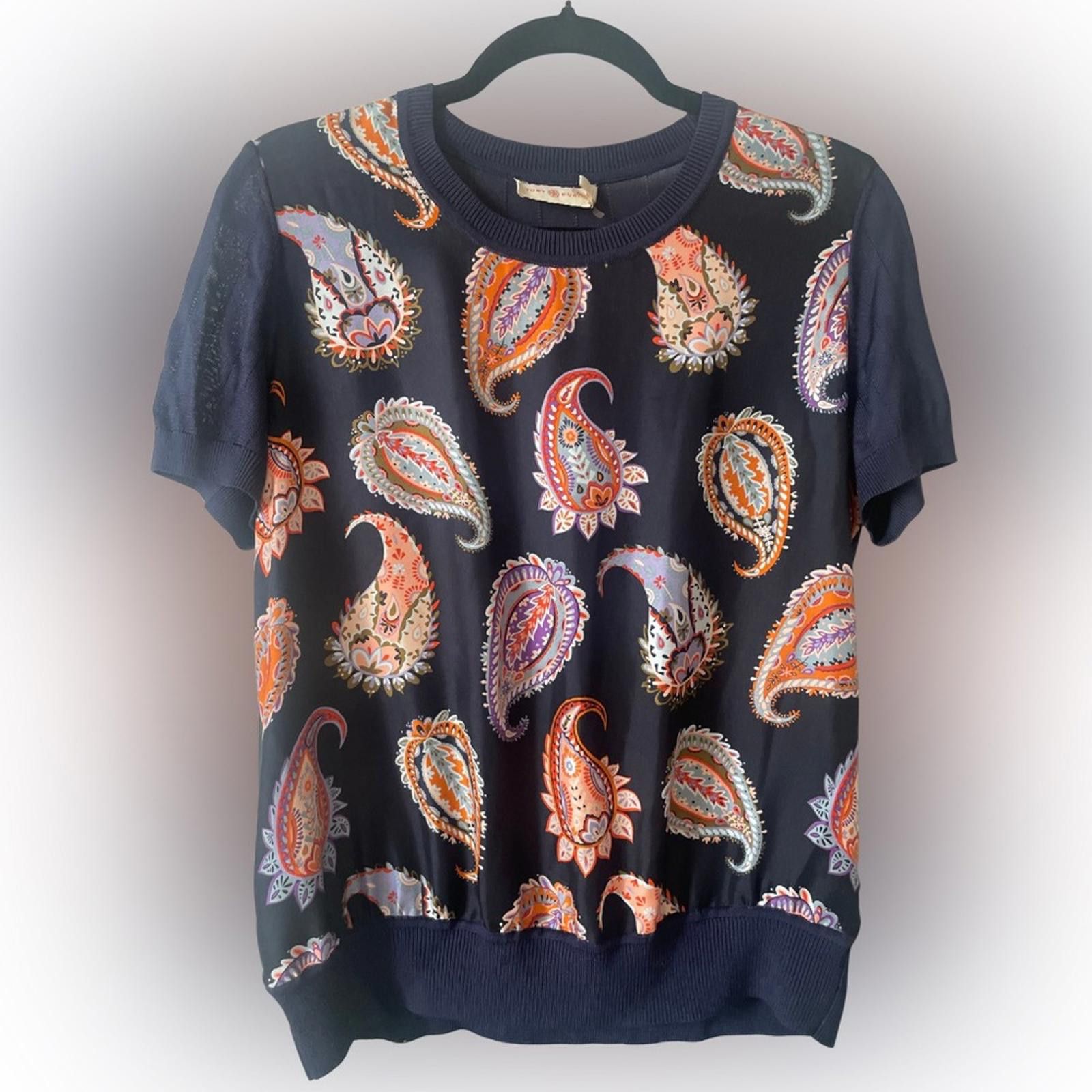 Tory Burch Tory Burch Paisley Silk Front Knit Top Size M / US 6-8 / IT 42-44 - 2 Thumbnail