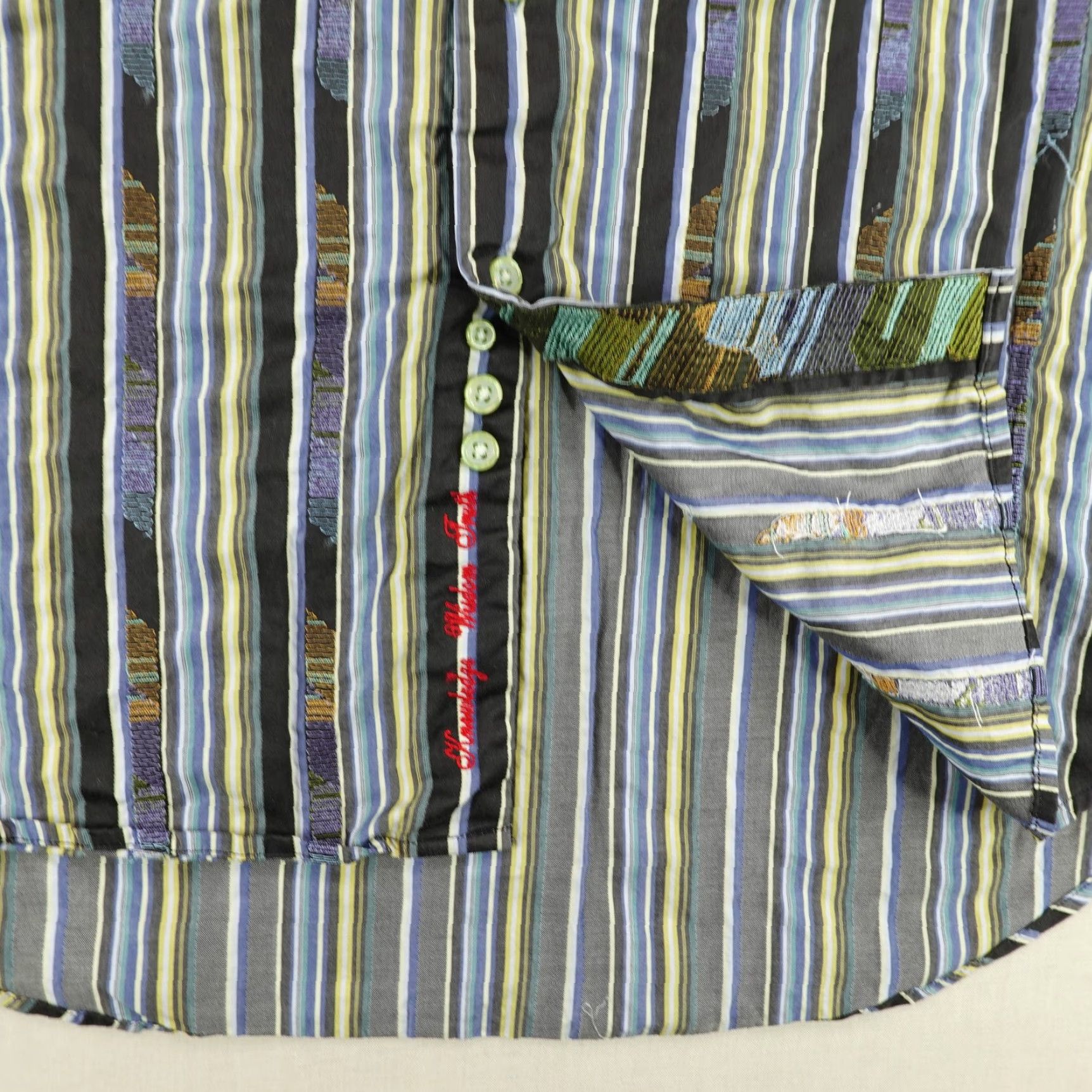 Robert Graham Robert Graham Shirt Mens XL Multicolor Striped Button-Up Long Sleeve Embroidered Size US XL / EU 56 / 4 - 5 Thumbnail