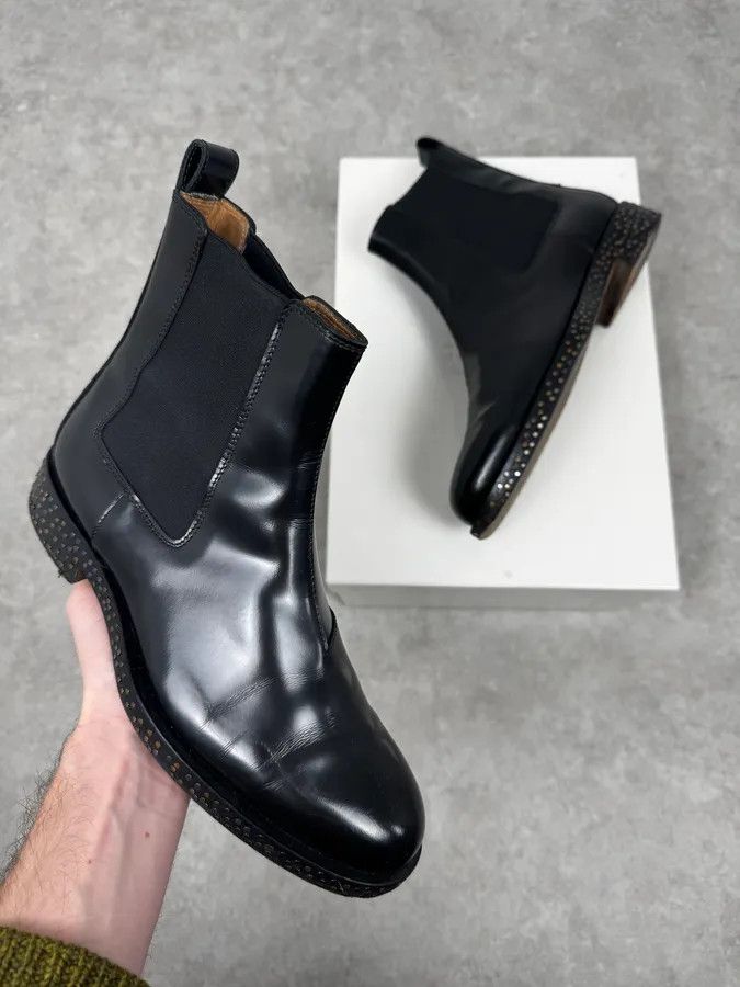 Maison Margiela 2010s Maison Margiela Black Nail Sole Leather Boots Size US 5.5 / EU 38 - 1 Thumbnail
