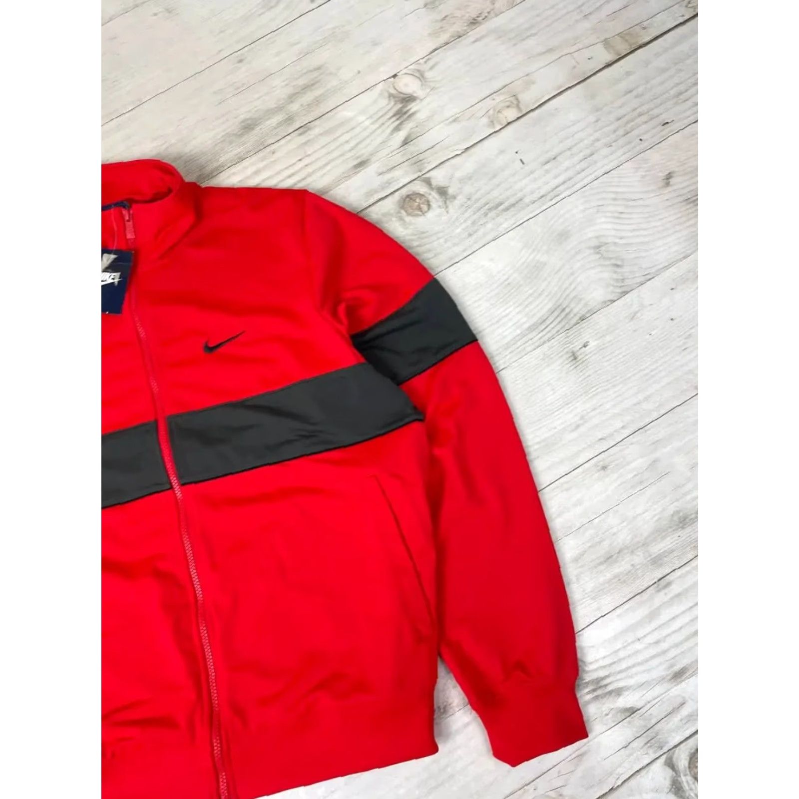 Nike VINTAGE Nike Tracksuit Jacket Jacket Pants Set XL Gray Red Men Size XL Track suit Size 46R - 5 Thumbnail