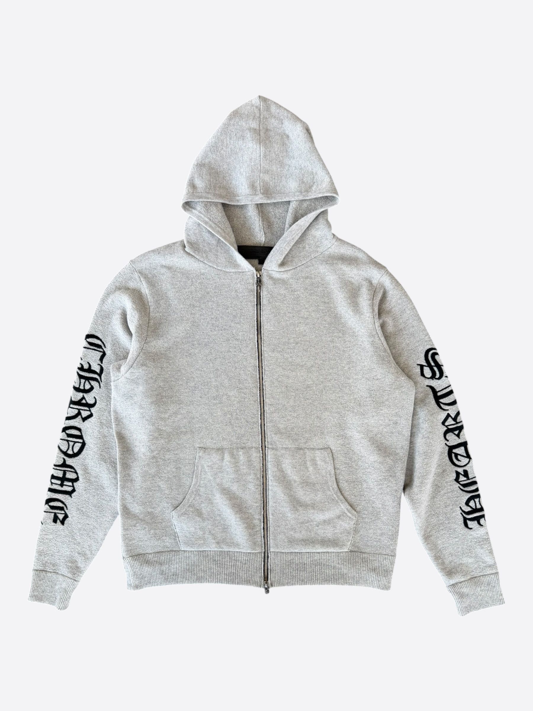 Chrome Hearts Grey & Black Embroidered Cashmere Zip Up Hoodie Size US L / EU 52-54 / 3 - 1 Thumbnail