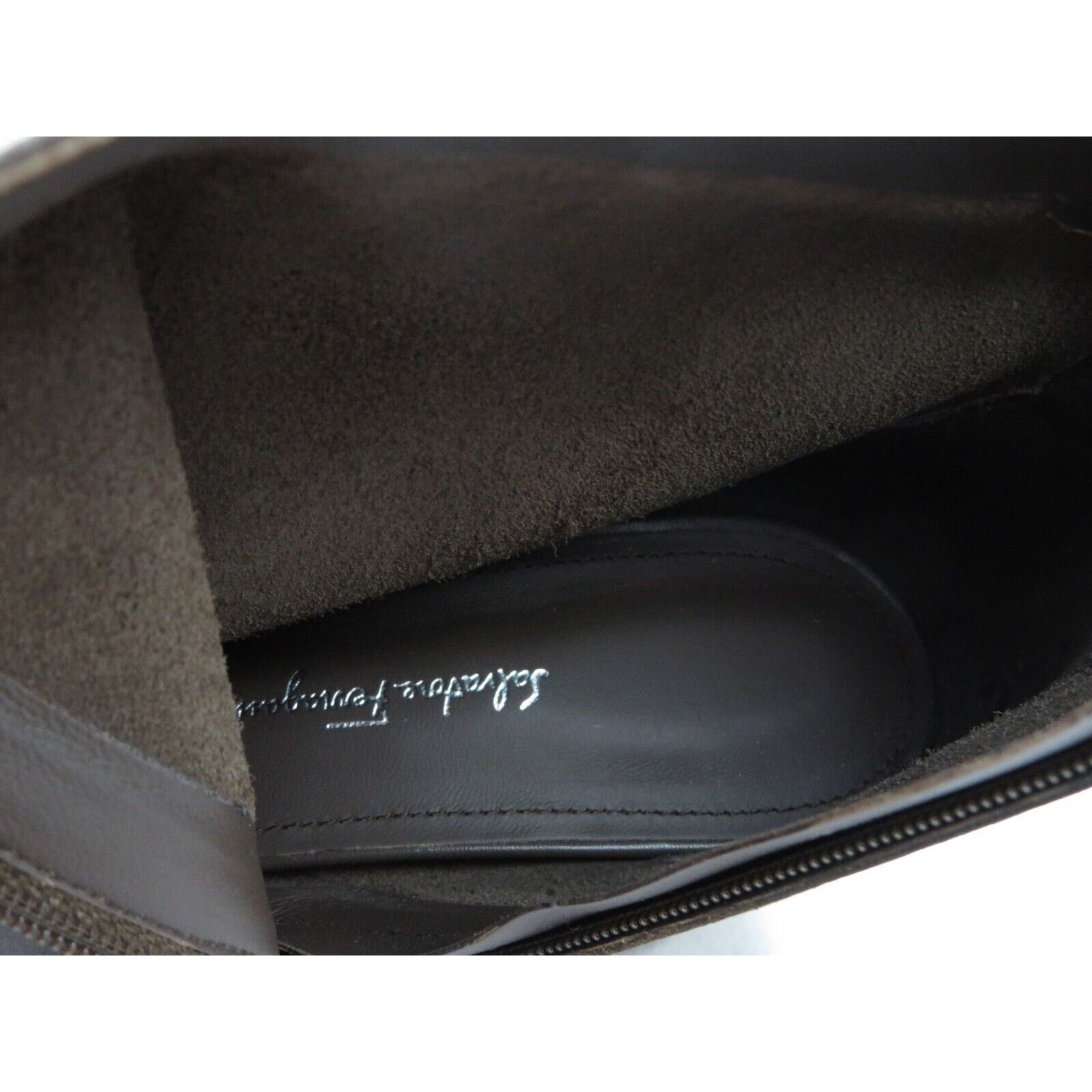 Salvatore Ferragamo NEW GHILA BROWN LEATHER GANCINI CHAIN ZIP ANKLE BOOTS 6.5 C Size US 6.5 / IT 36.5 - 10 Thumbnail