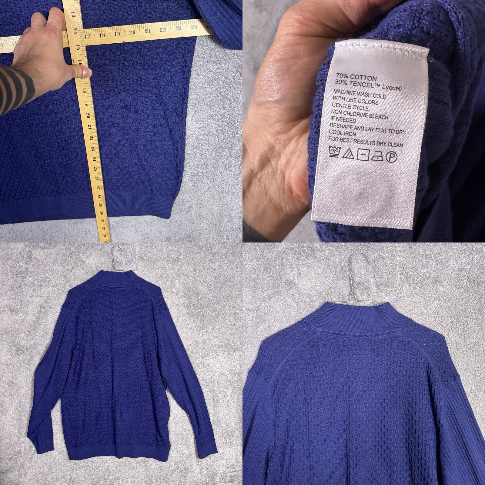 Tommy Bahama Tommy Bahama Sweater Mens XL Sandbar Mock Pullover Knit Ribbed Sandbar Pullover Knit Geometric Pattern Casual Mens XL Blue Size US XL / EU 56 / 4 - 8 Thumbnail
