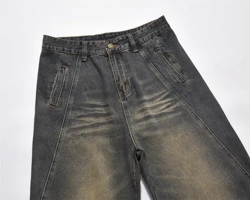 Japanese Brand Men's washed jeans with patchwork holes and pockets Size US 32 / EU 48 - 3 Thumbnail