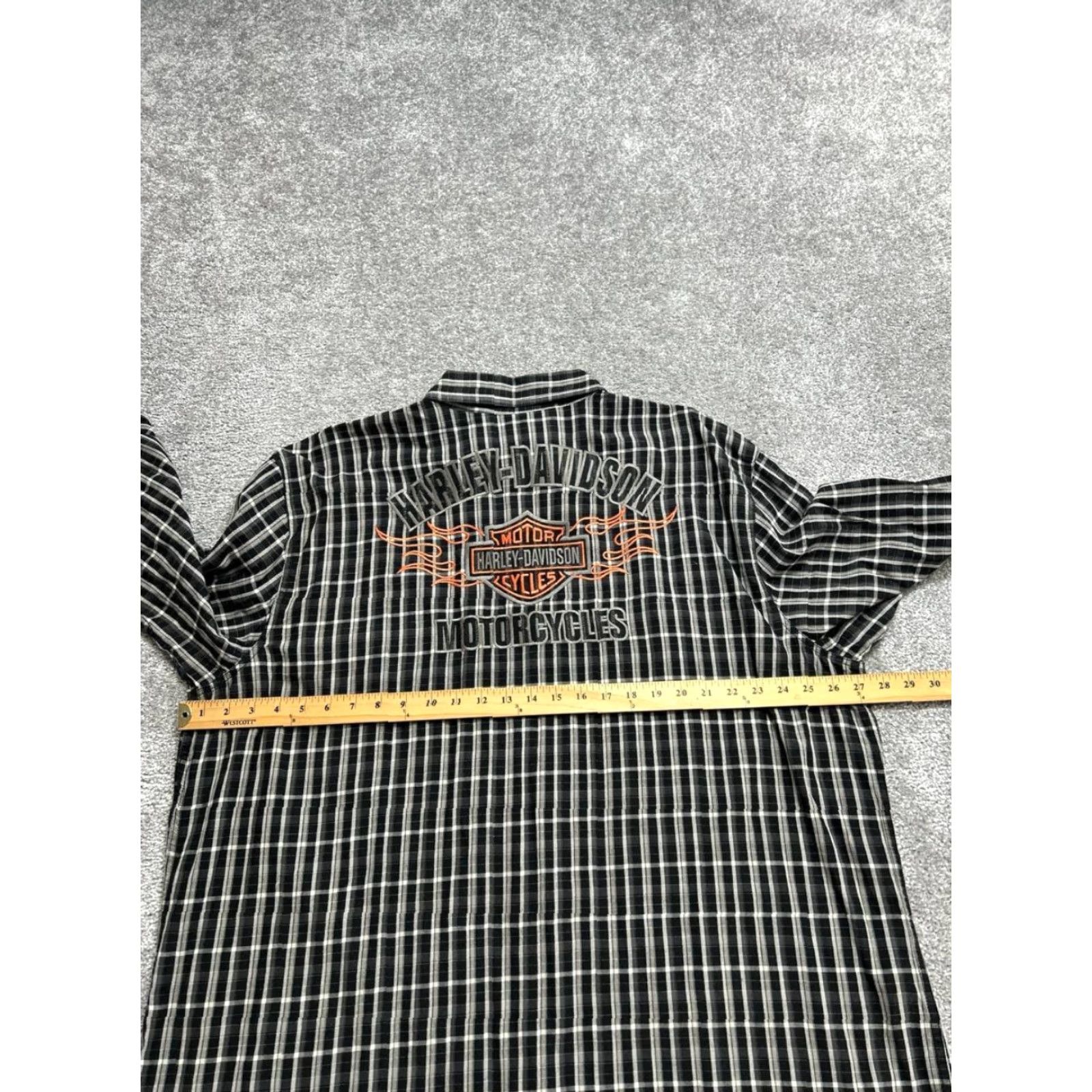Harley Davidson Harley Davidson Flames Shirt Mens 3XL Black Cotton Plaid Embroidered Button Up Size US XXL / EU 58 / 5 - 3 Thumbnail