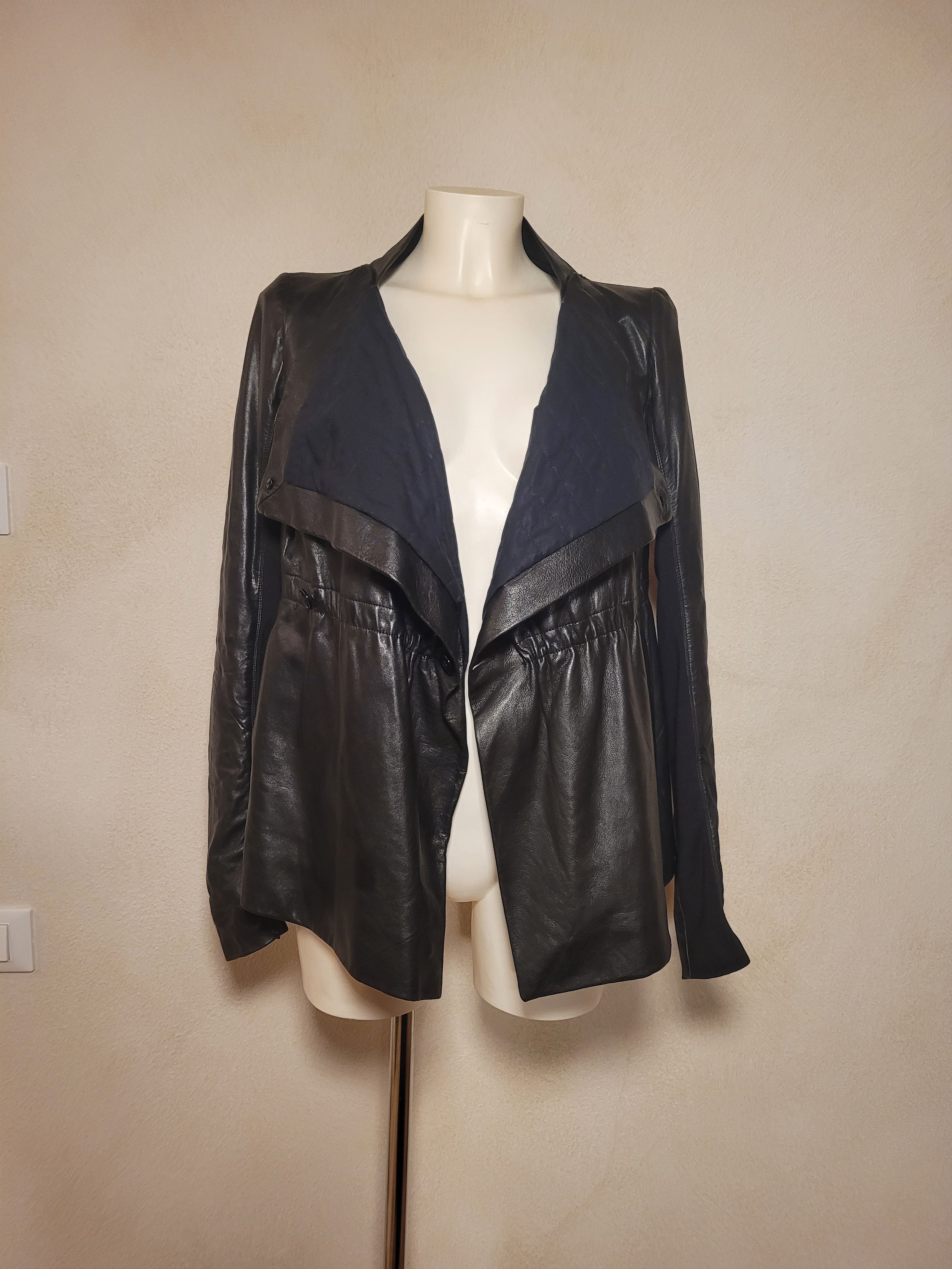 image of Rick Owens Leather Jacket in Black, Women's (Size Medium)