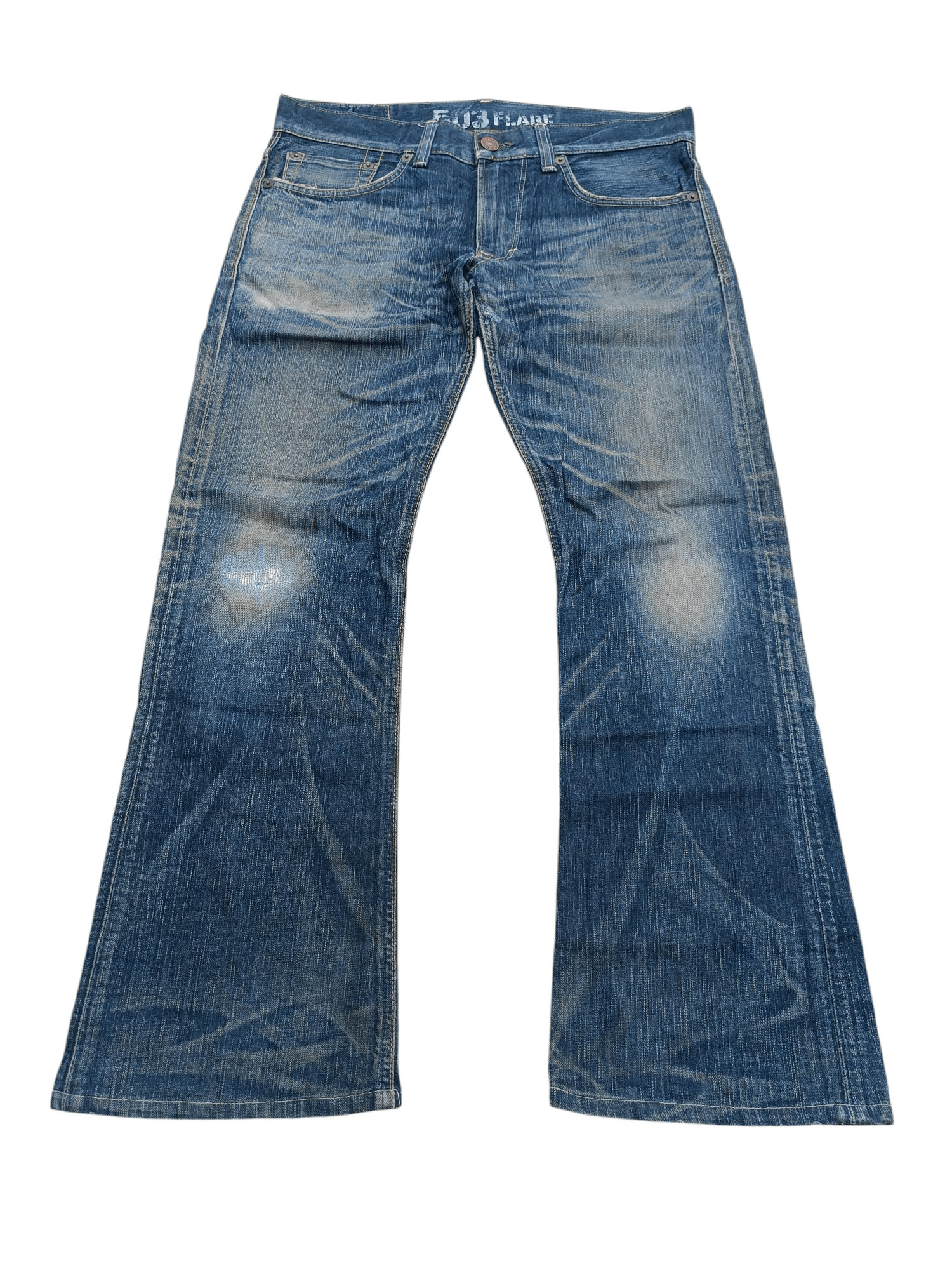 Edwin × Japanese Brand Edwin 503 Flare Jeans Distressed Jeans E248 Size US 35 - 3 Thumbnail