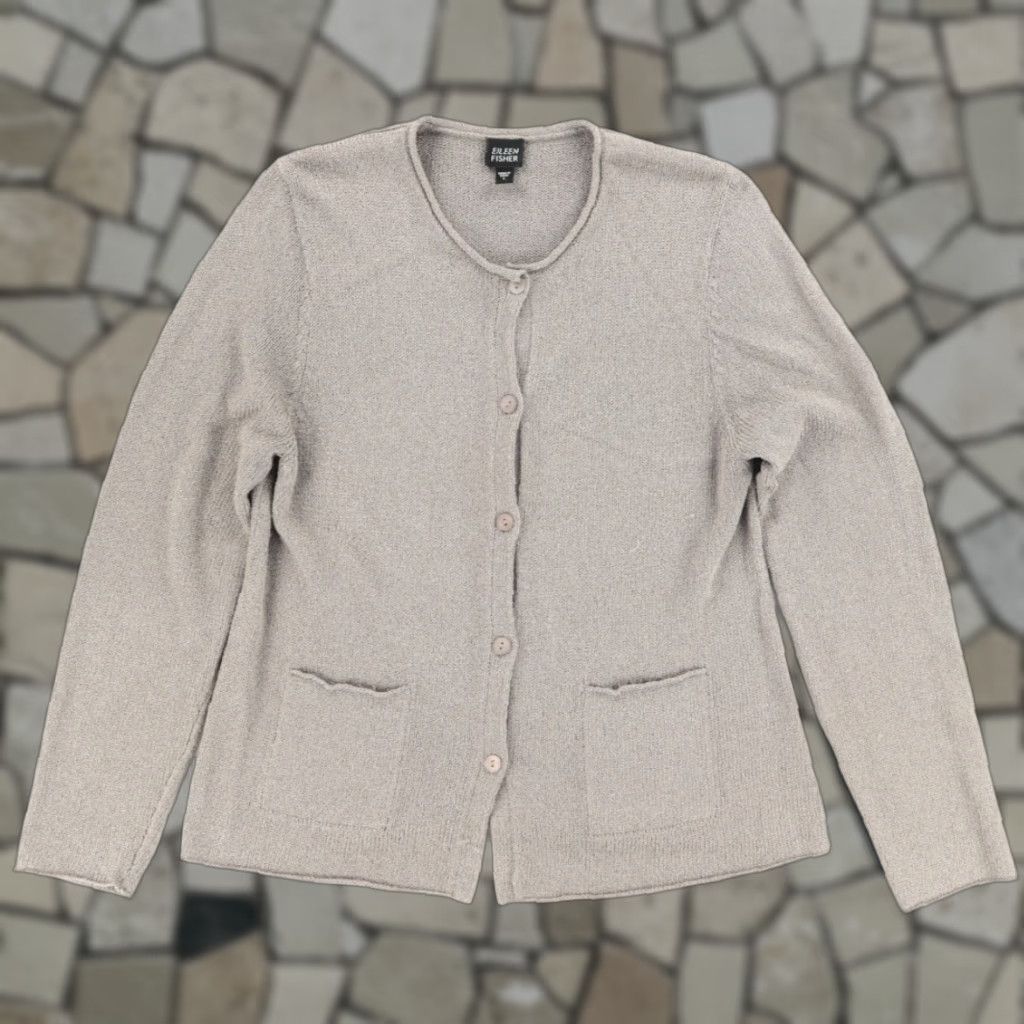 Eileen Fisher Eileen Fisher Button Front Cardigan Silk Solid Long Sleeve Sweatshirt Gray Women's 0 Shirt Size XS / US 0-2 / IT 36-38 - 1 Thumbnail