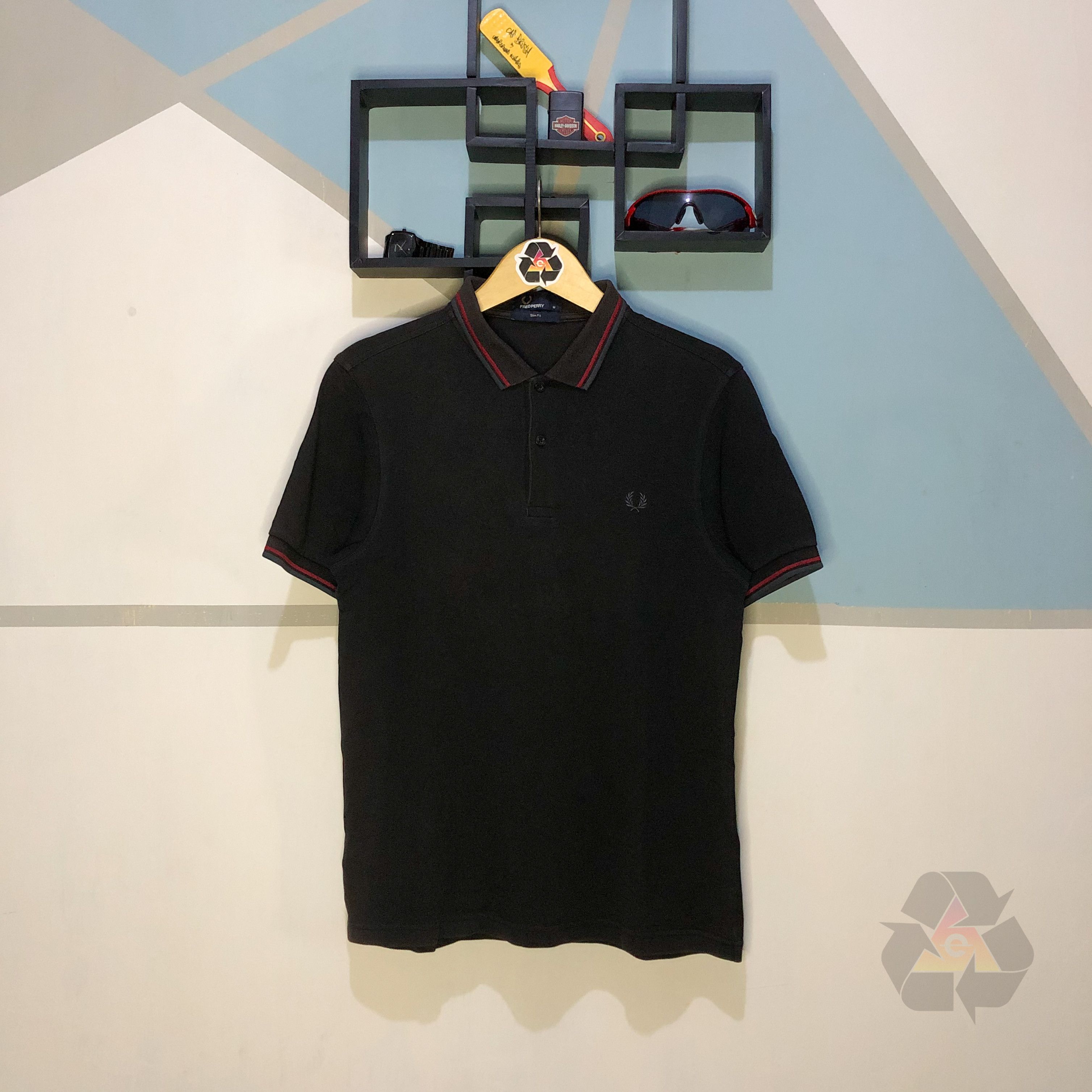 Fred Perry × Vintage Fred Perry Polo Shirt Black On Black Y2K Size US M / EU 48-50 / 2 - 2 Thumbnail