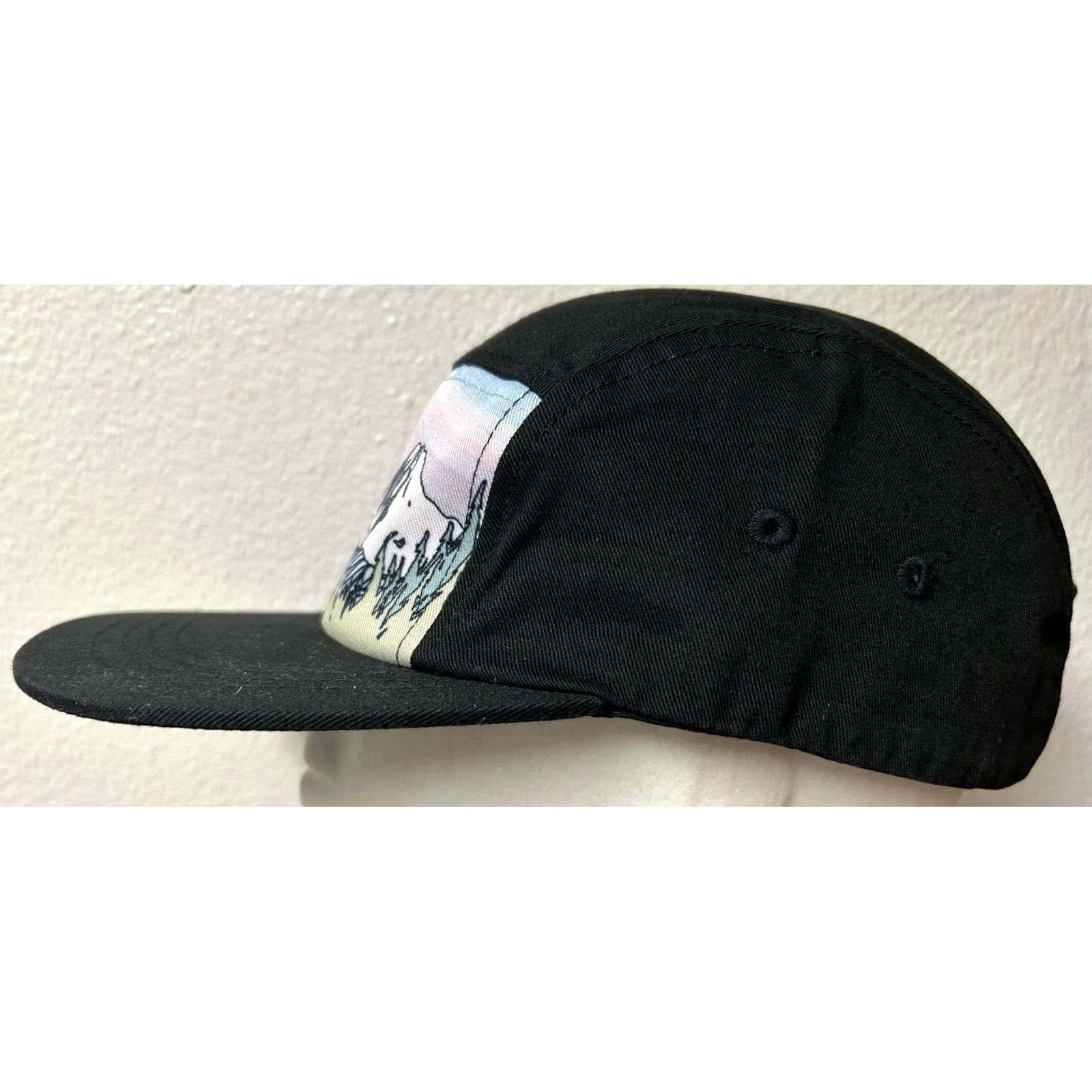Vintage Whiskey Jack Designs Mountain Sunset Leather Strap Back 5 Panel Hat Cap Size ONE SIZE - 4 Thumbnail