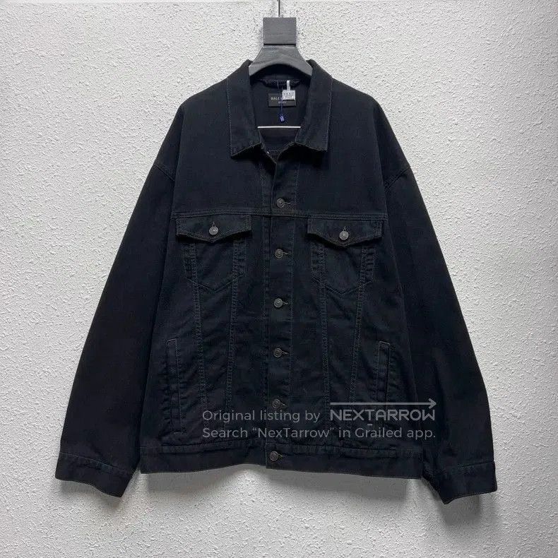 Balenciaga Balenciaga Black Denim Jacket with Logo. Size US S / EU 44-46 / 1 - 1 Thumbnail