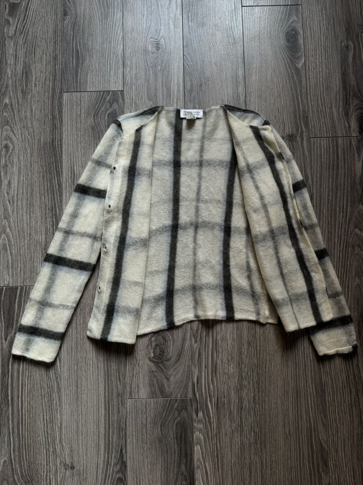 Brunello Cucinelli Brunello Cucinelli Mohair Cashmere blend Checkered Cardigan Size L / US 10 / IT 46 - 3 Thumbnail