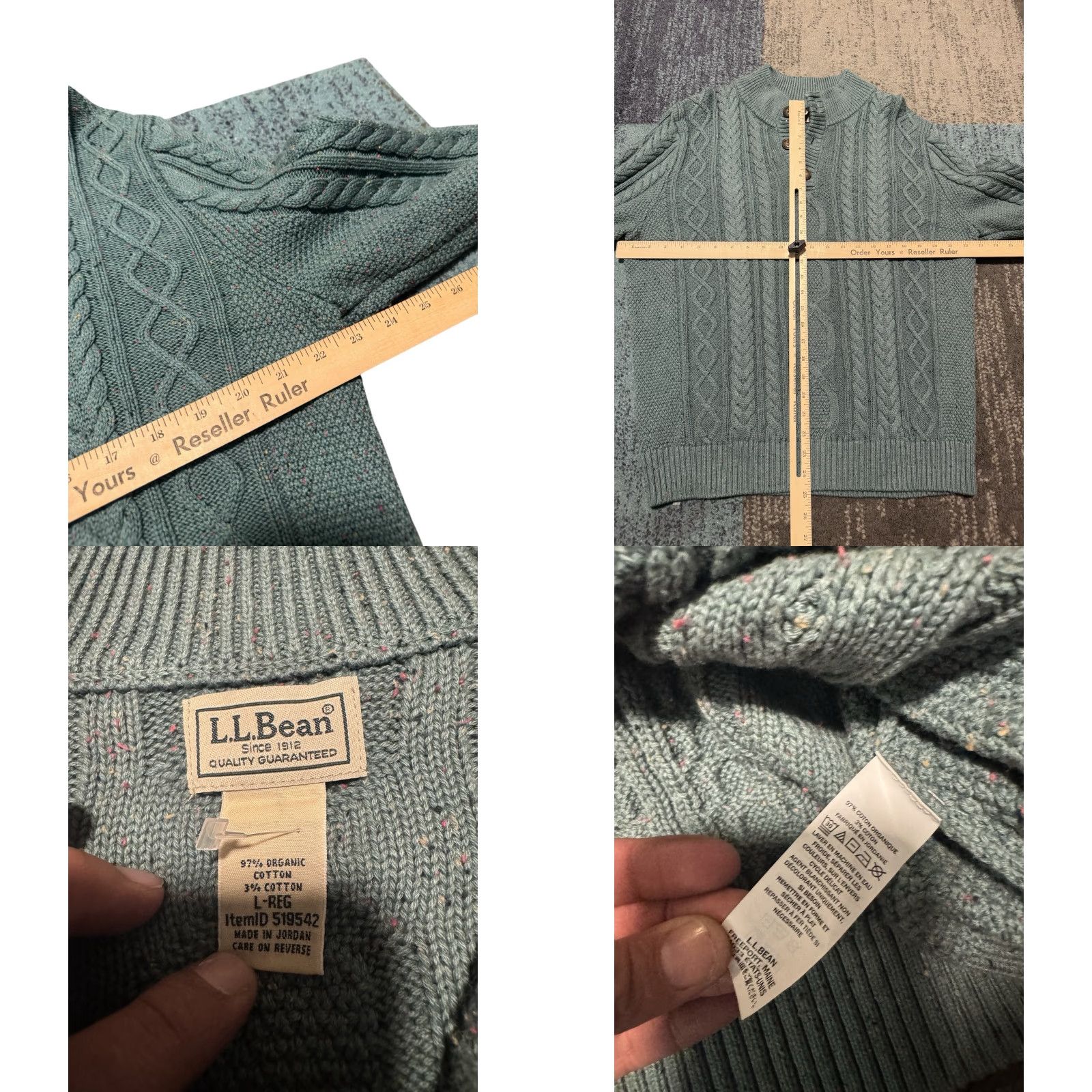 Vintage VINTAGE LL Bean Sweater Mens Large Green Fisherman Button Chunky Cable Knit Pullover Knit All Seasons Thermal Heavyweight Outdoor 90s Mens Size US L / EU 52-54 / 3 - 9 Thumbnail
