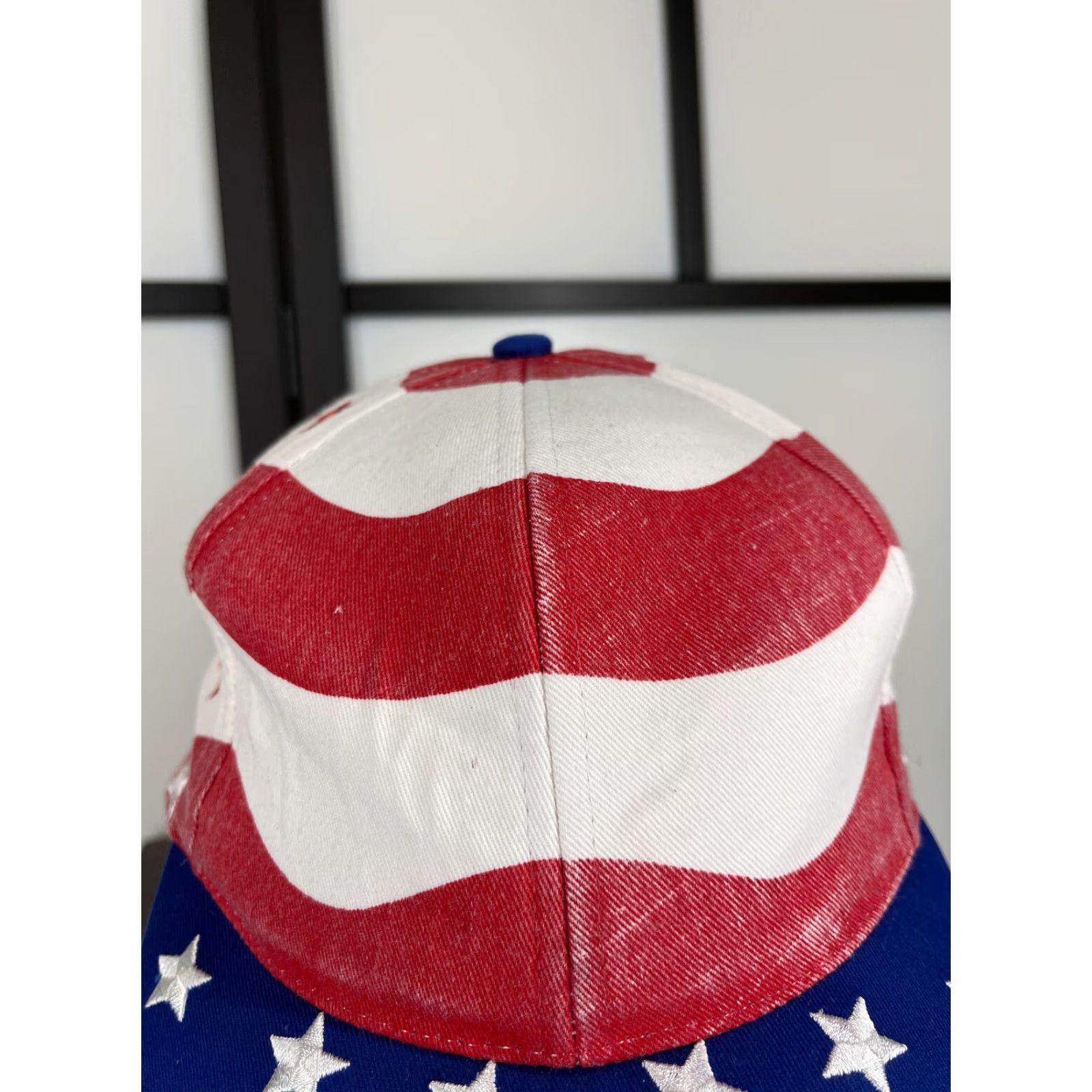 Vintage VINTAGE Nissin Hat Cap Strap Back Adult One Size Blue Red USA Flag 4th July Size ONE SIZE - 2 Thumbnail