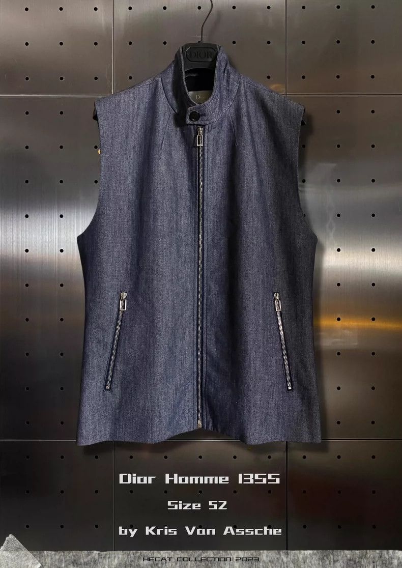 Dior 13Ss blue primary starched zippered denim vest 2505-Ne