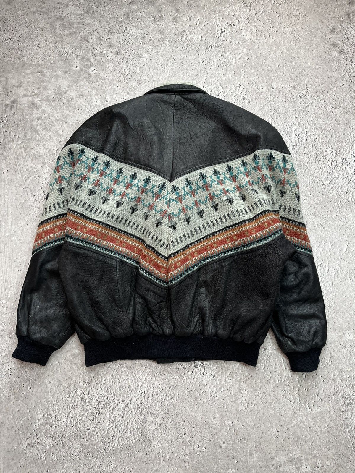 Leather Vintage Genuine Leather Jacket Wool Pattern Shearling 50 Size US M / EU 48-50 / 2 - 15 Thumbnail