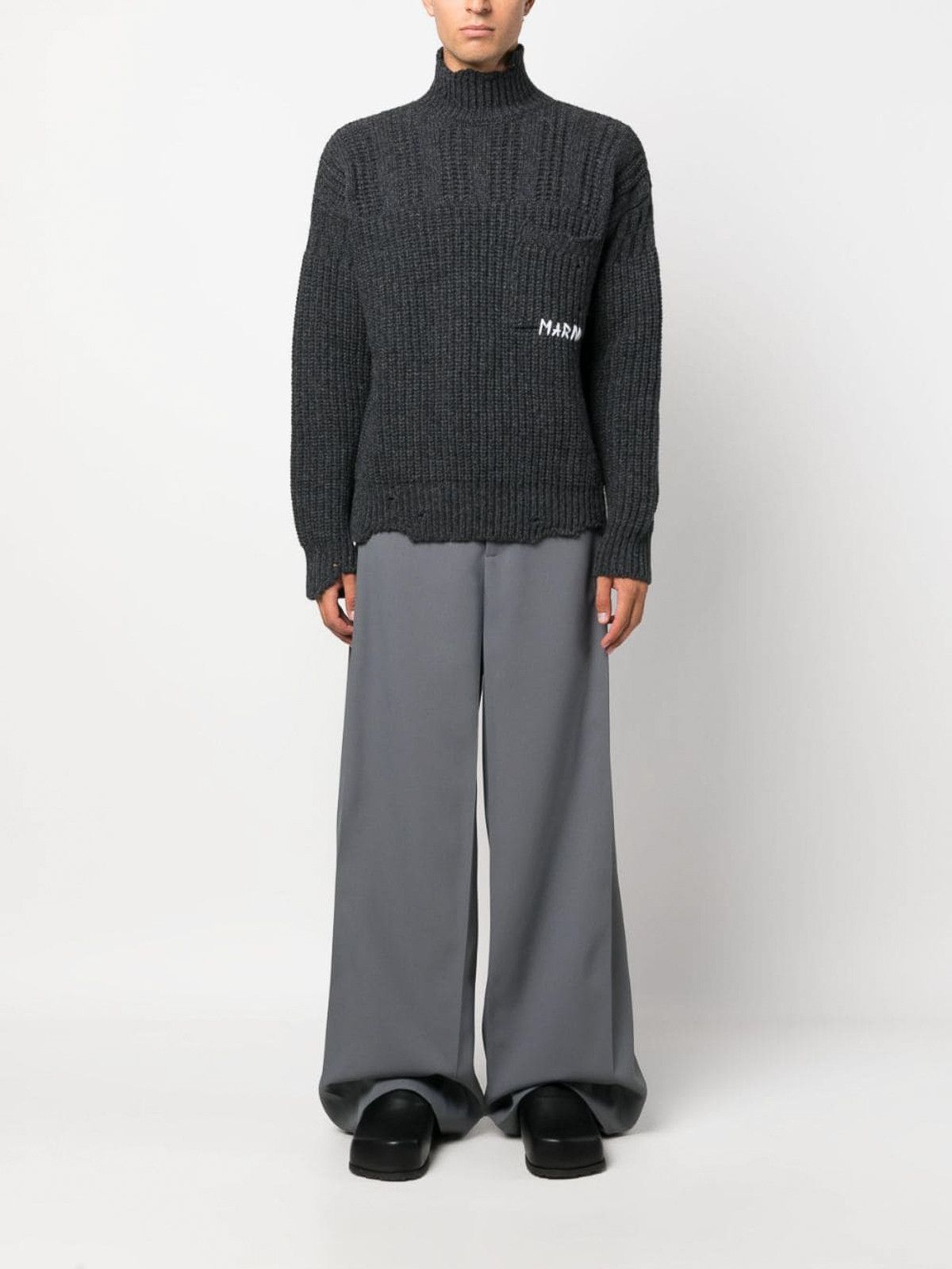 Marni o1y0225 Logo Turtleneck Sweater in Grey Size US S / EU 44-46 / 1 - 5 Thumbnail