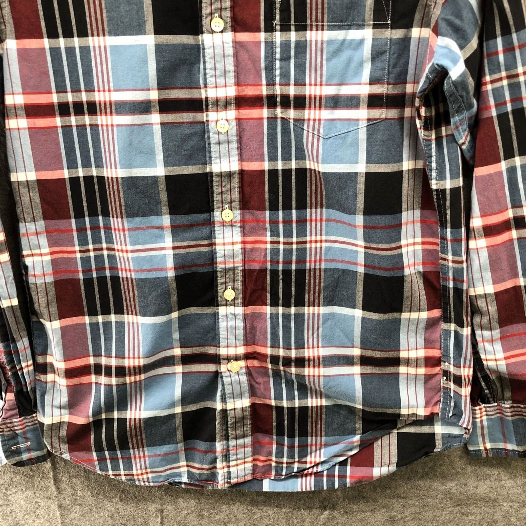 J.Crew VINTAGE J. Crew Summer Plaid Shirt Mens S Long Sleeve Blue Red Cotton Lightweight Size US S / EU 44-46 / 1 - 4 Thumbnail