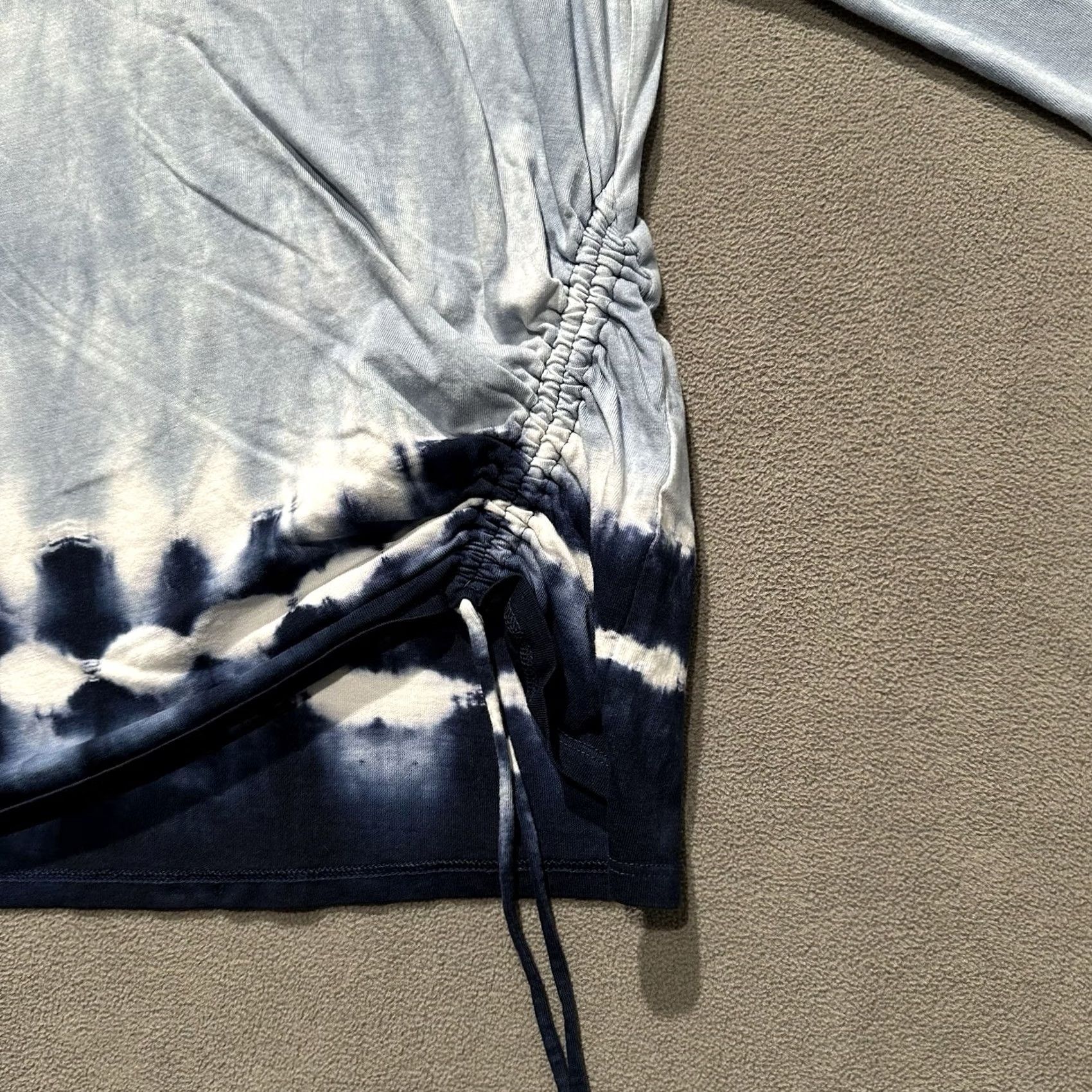 Vintage Chico's Tunic Shirt Womens 12/14 Tie Dye Blue White Drawstring Cinch Waist 3/4 Sleeve Size XL / US 12-14 / IT 48-50 - 3 Thumbnail