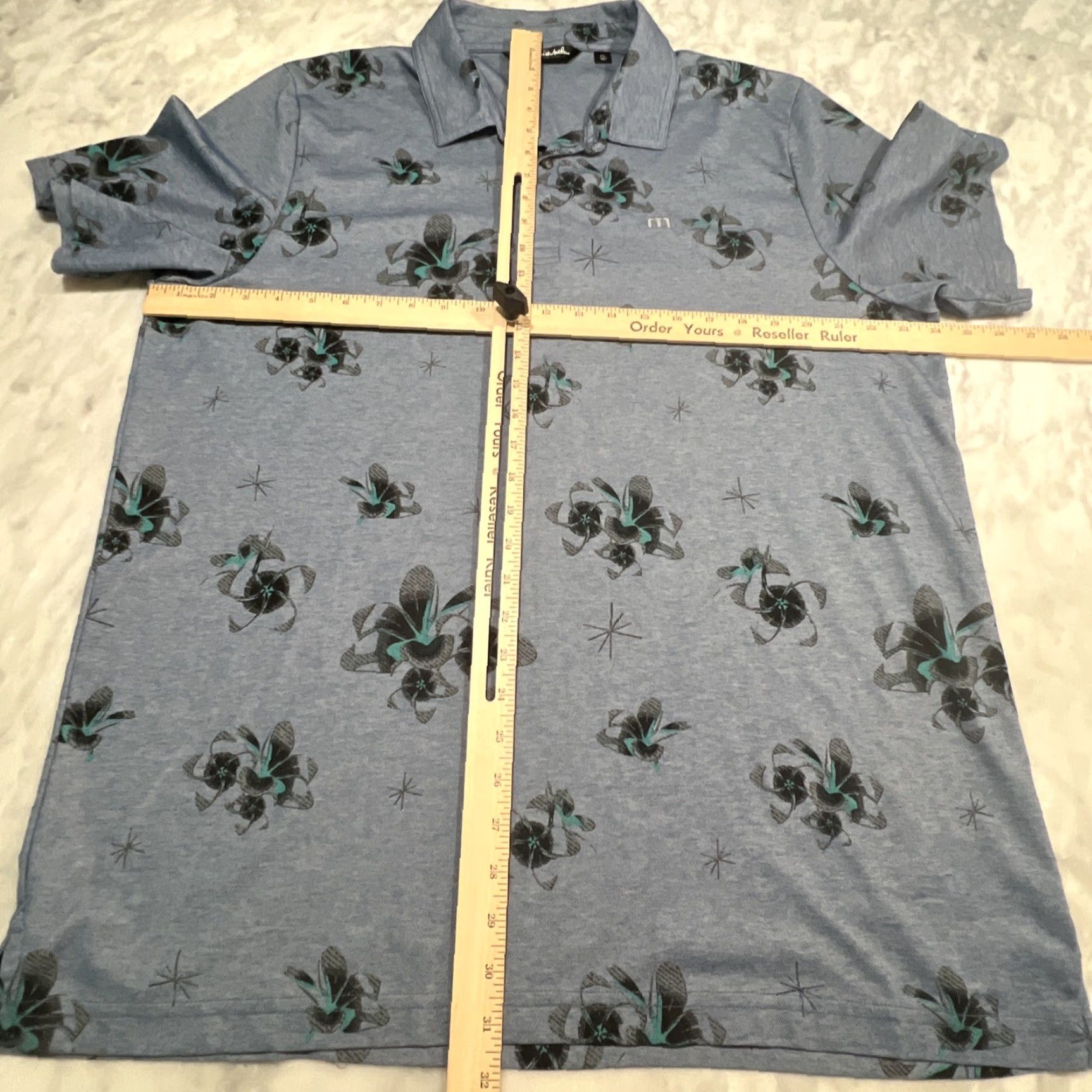 TravisMathew TRAVIS MATHEW Polo Shirt Men’s 2XL Blue Floral Print Golf Pima Cotton Blend Logo Shirt Size US XXL / EU 58 / 5 - 7 Thumbnail