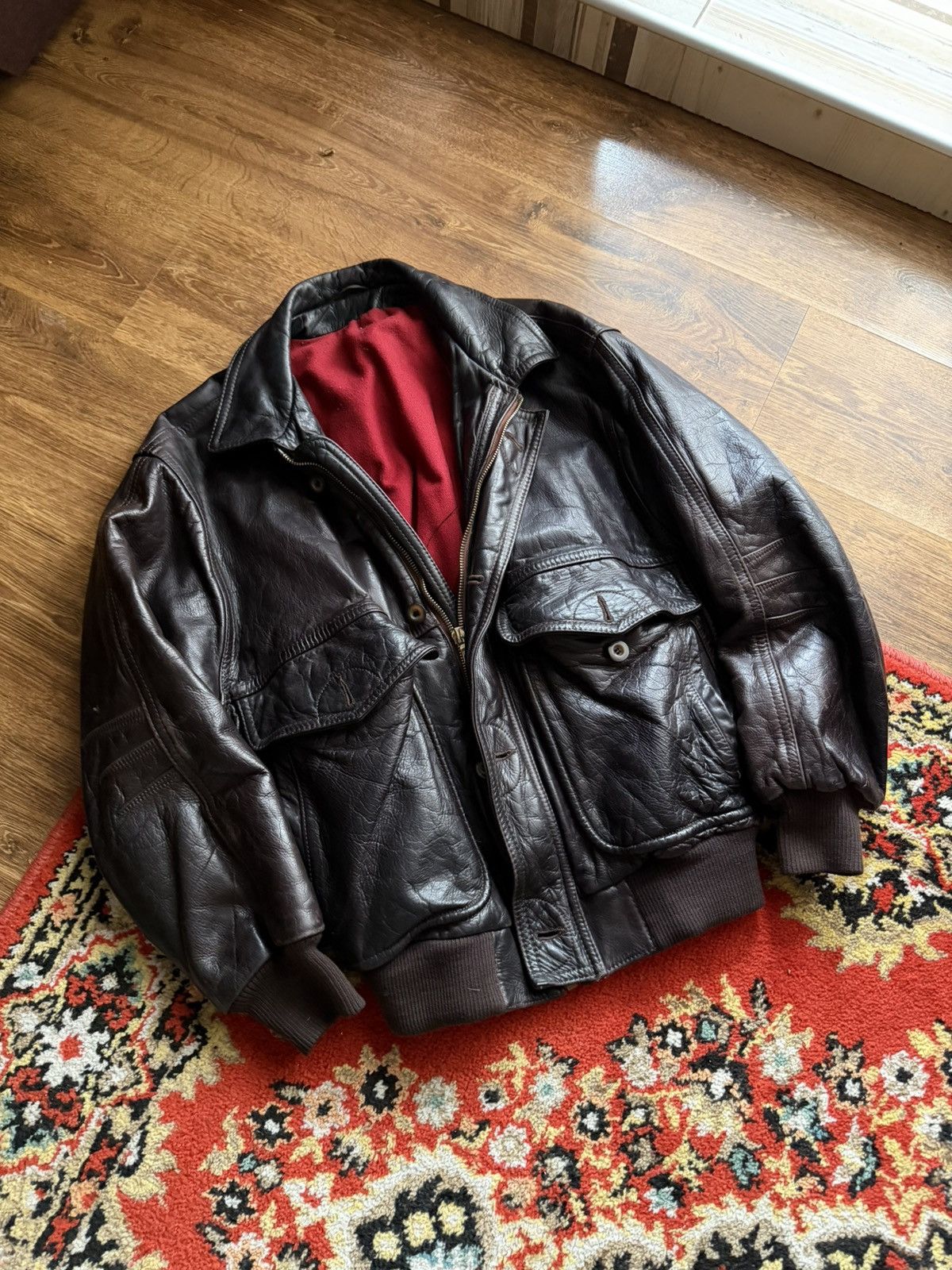 Other Vintage Y2K Black Bomber Leather Jacket Boxy Utility Size US L / EU 52-54 / 3 - 1 Thumbnail