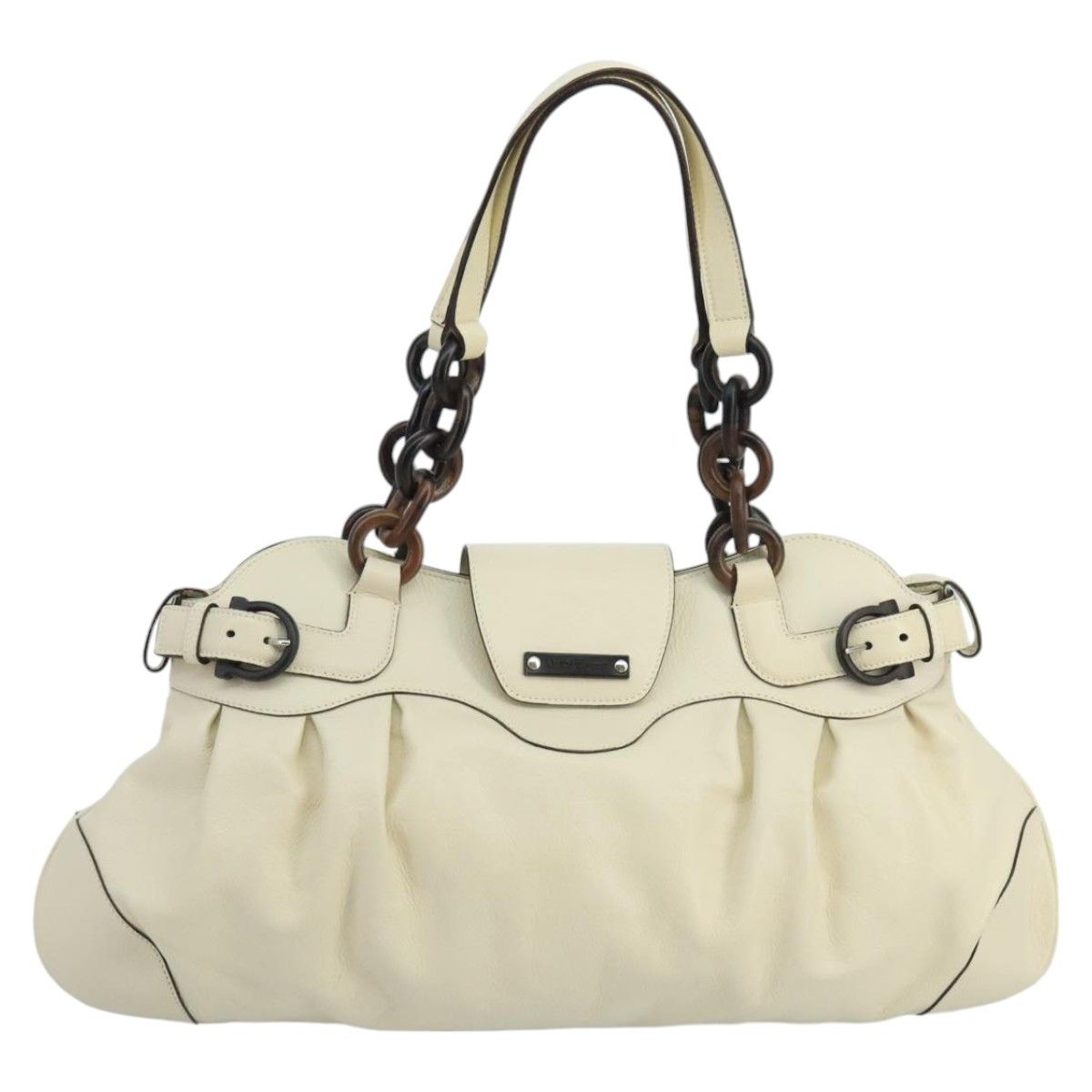 Salvatore Ferragamo White Leather Shoulder Bag (Pre-Owned) Size ONE SIZE - 1 Thumbnail