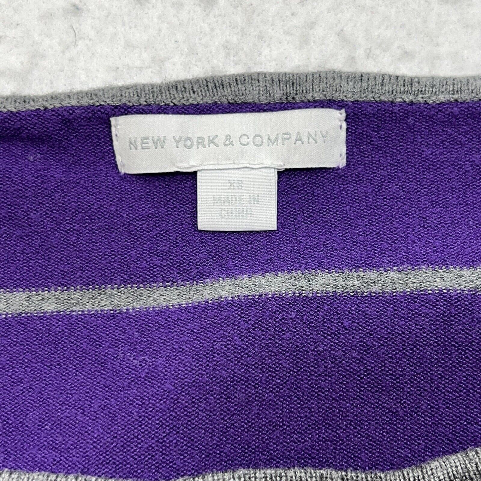 Other New York & Company Pullover Purple & Gray Striped Sweater Size XS / US 0-2 / IT 36-38 - 3 Thumbnail