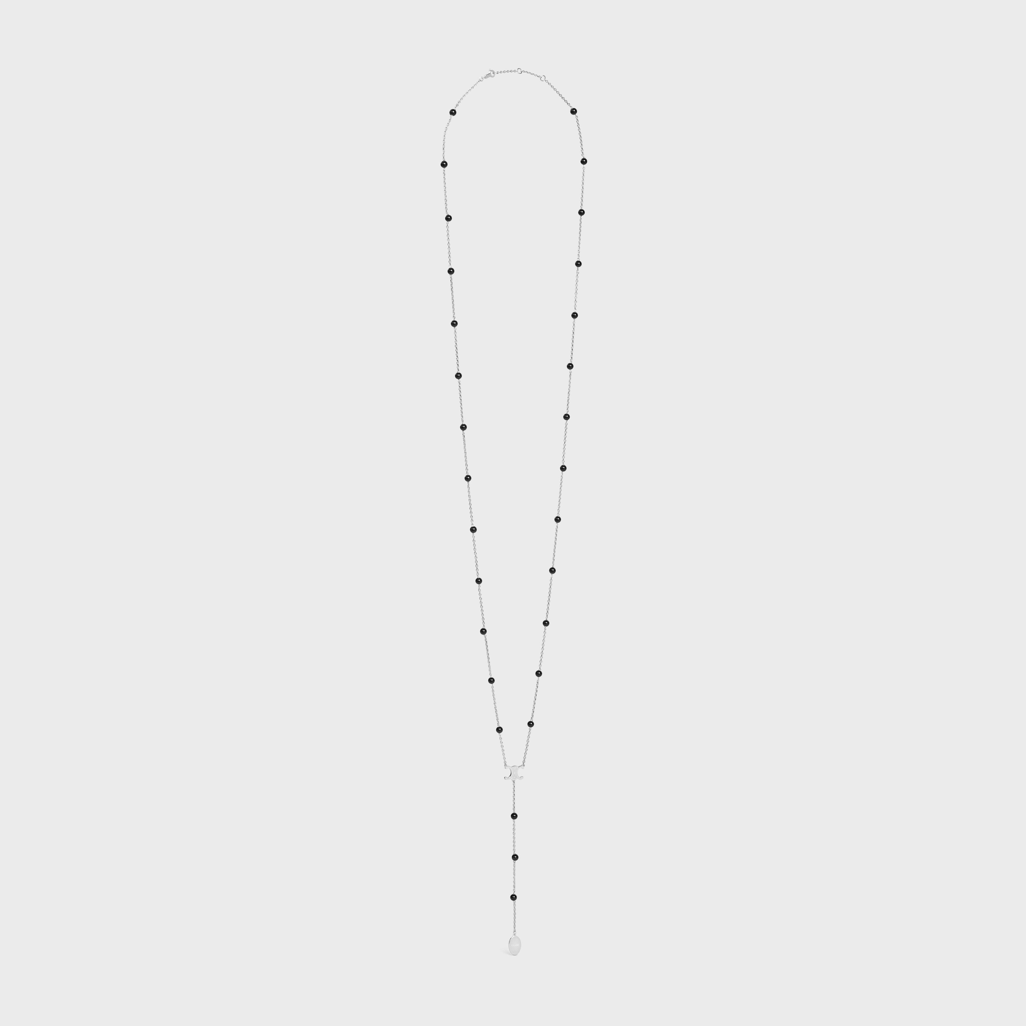Celine Triomphe Long Necklace In Brass With Rhodium Finish And Onyx Size ONE SIZE - 3 Thumbnail
